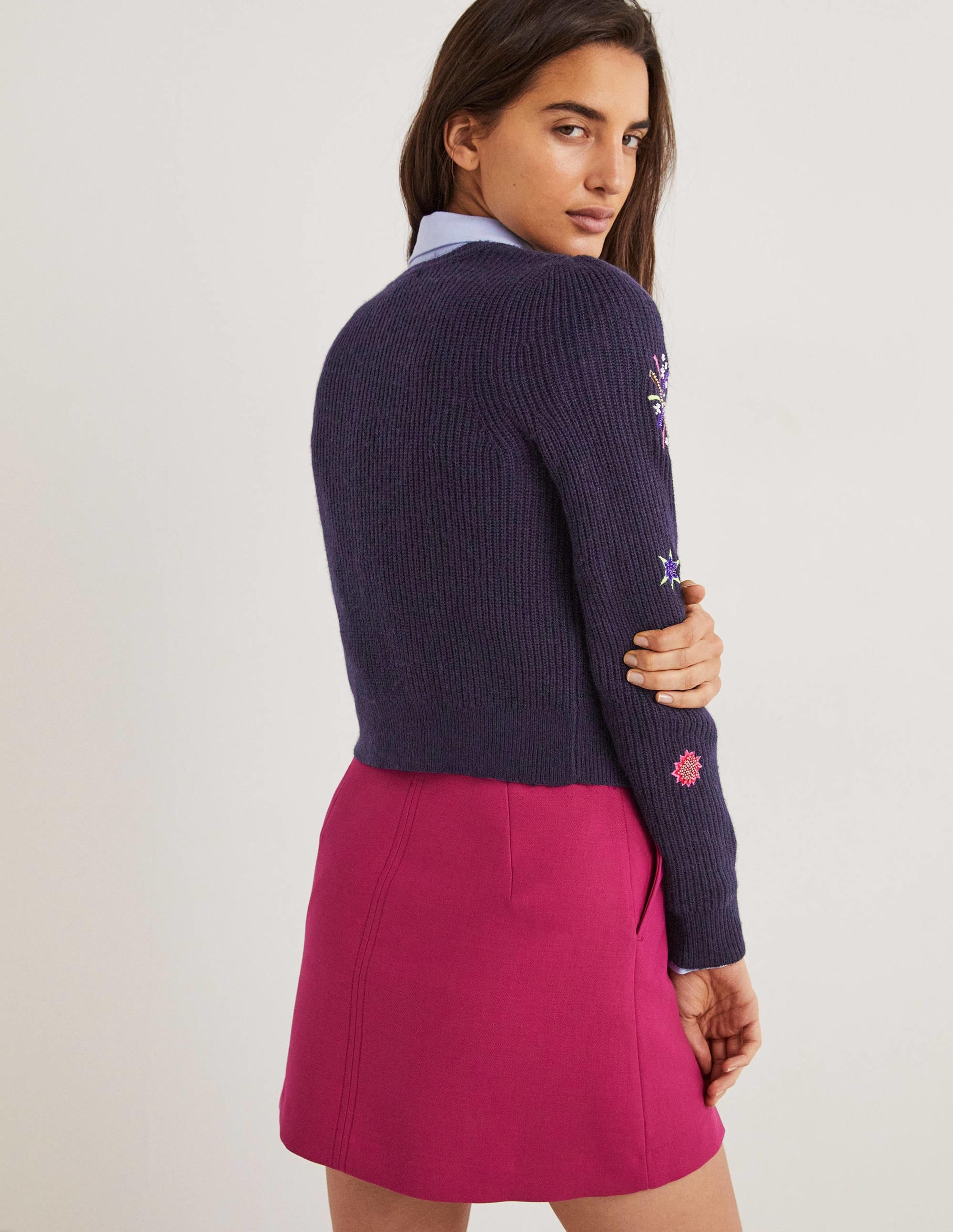 Navy Fireworks-Embellished Ribbed Cardigan-Navy, Verziertes Feuerwerk - Image 3