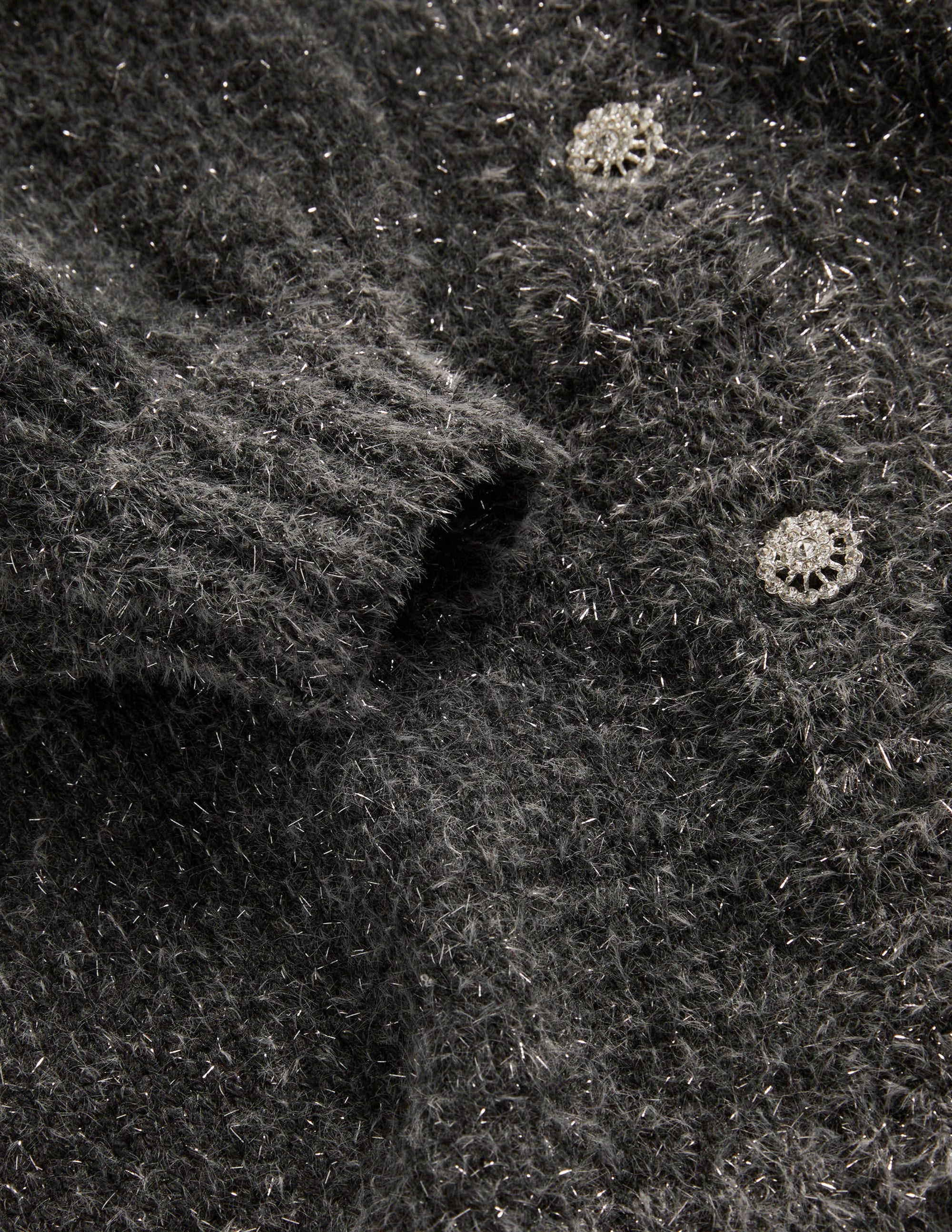 Flauschiger Metallic-Cardigan-Anthrazit Melange, Silber - Image 8