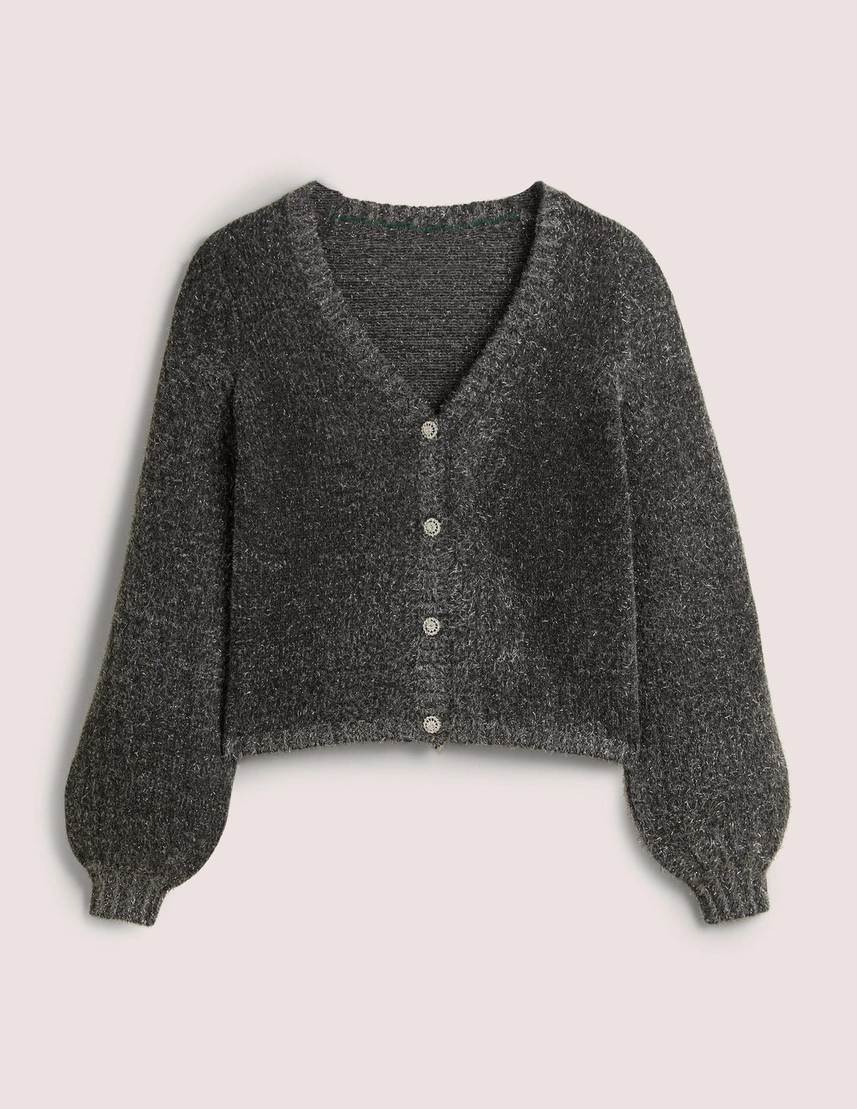 Flauschiger Metallic-Cardigan-Anthrazit Melange, Silber-9