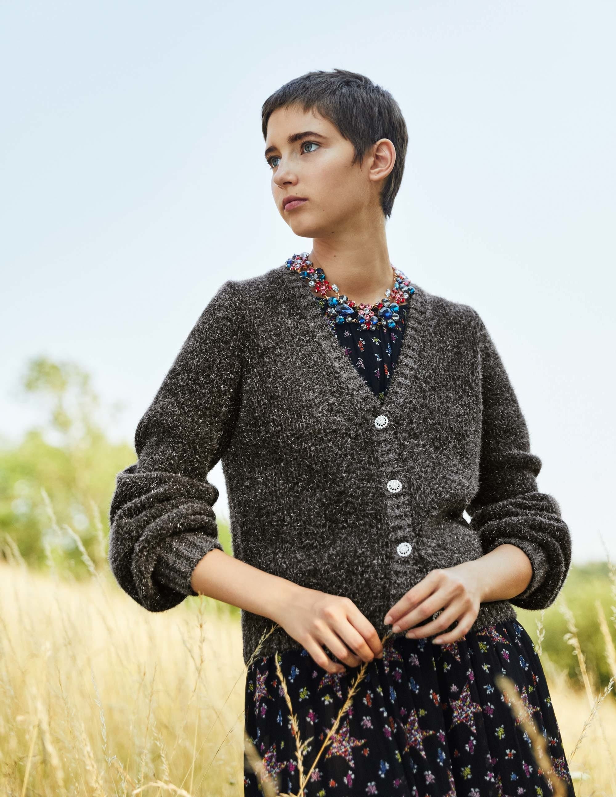 Flauschiger Metallic-Cardigan-Anthrazit Melange, Silber - Image 5