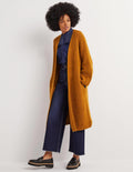 Longline Fluffy Cardigan-Butterscotch Brown, Navy