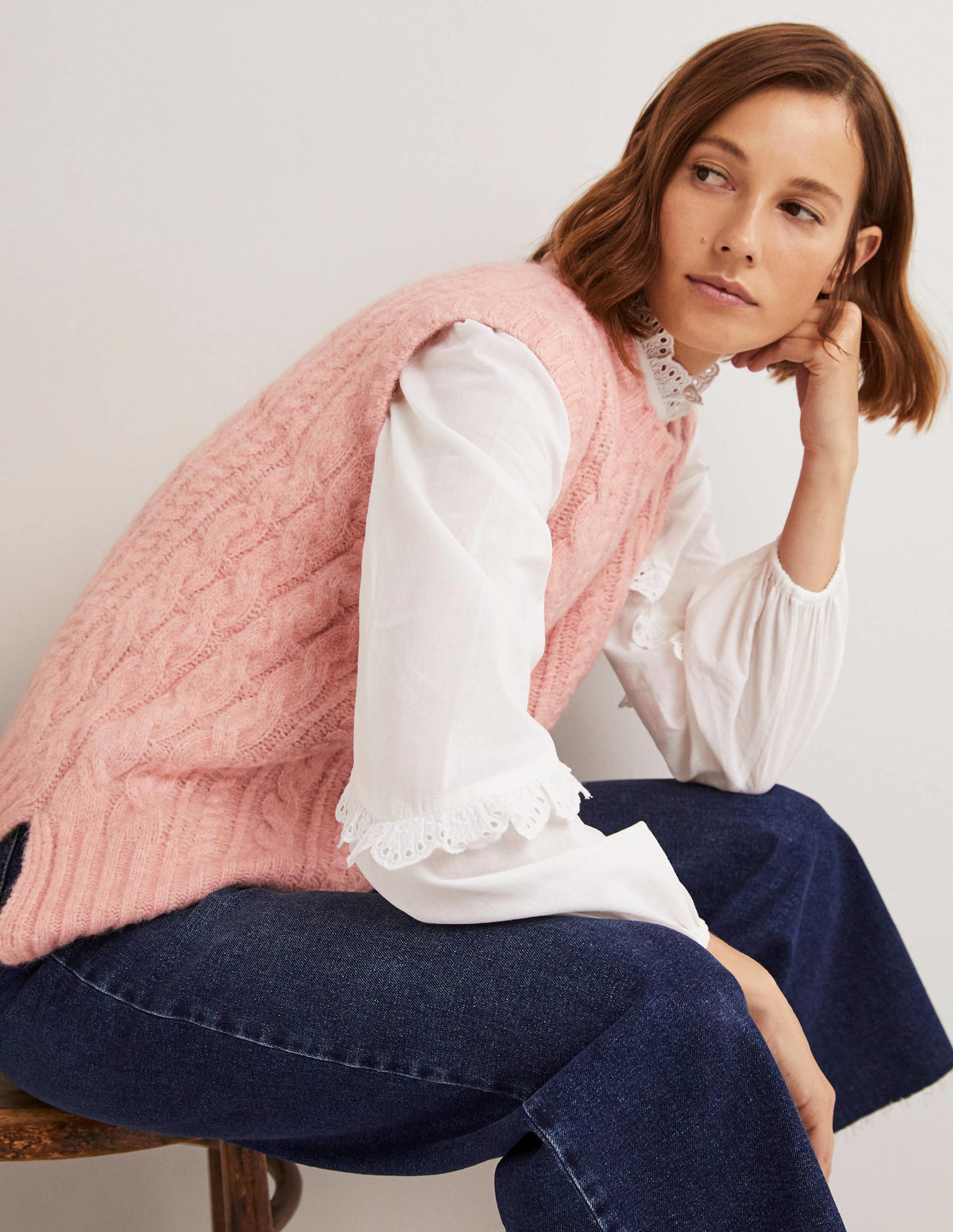 Relaxed Cable Tank Top-Pink Frosting - Image 4
