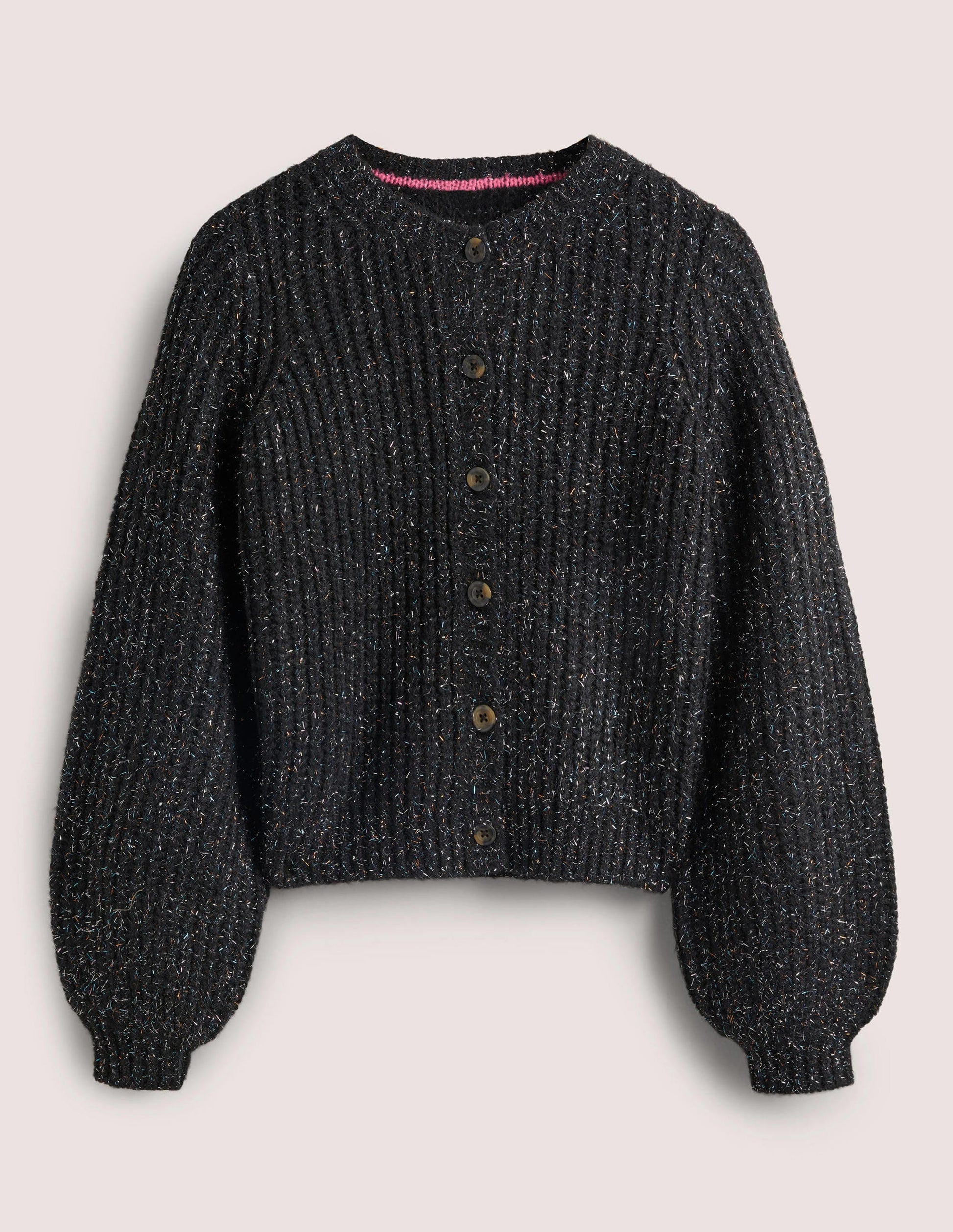 Black Chunky Ribbed Fluffy Cardigan-Étincelle noire-6