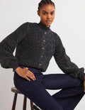 Black Chunky Ribbed Fluffy Cardigan-Étincelle noire