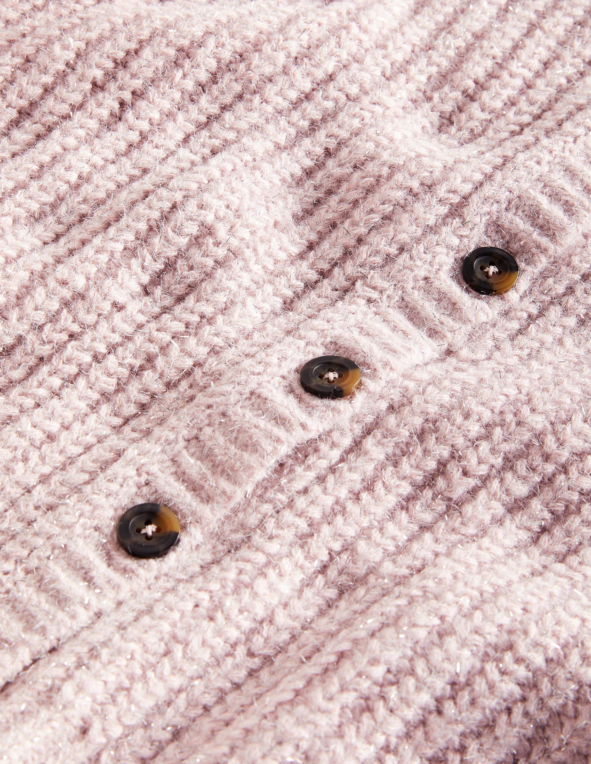 Light Pink Chunky Ribbed Fluffy Cardigan-Cameo-Rosa, Glitzer - Image 6