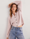 Light Pink Chunky Ribbed Fluffy Cardigan-Cameo-Rosa, Glitzer