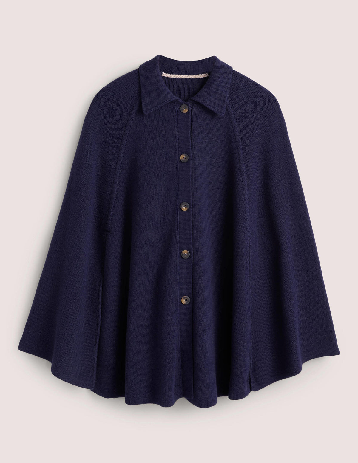 Langer Cardigan im Cape-Stil-Marineblau - Image 6