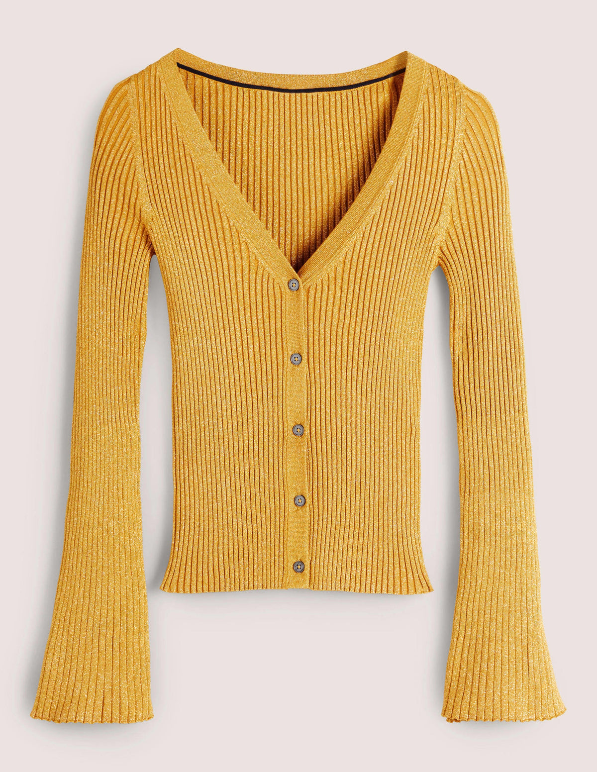 Gold Ribbed Metallic Cardigan-Gold-7