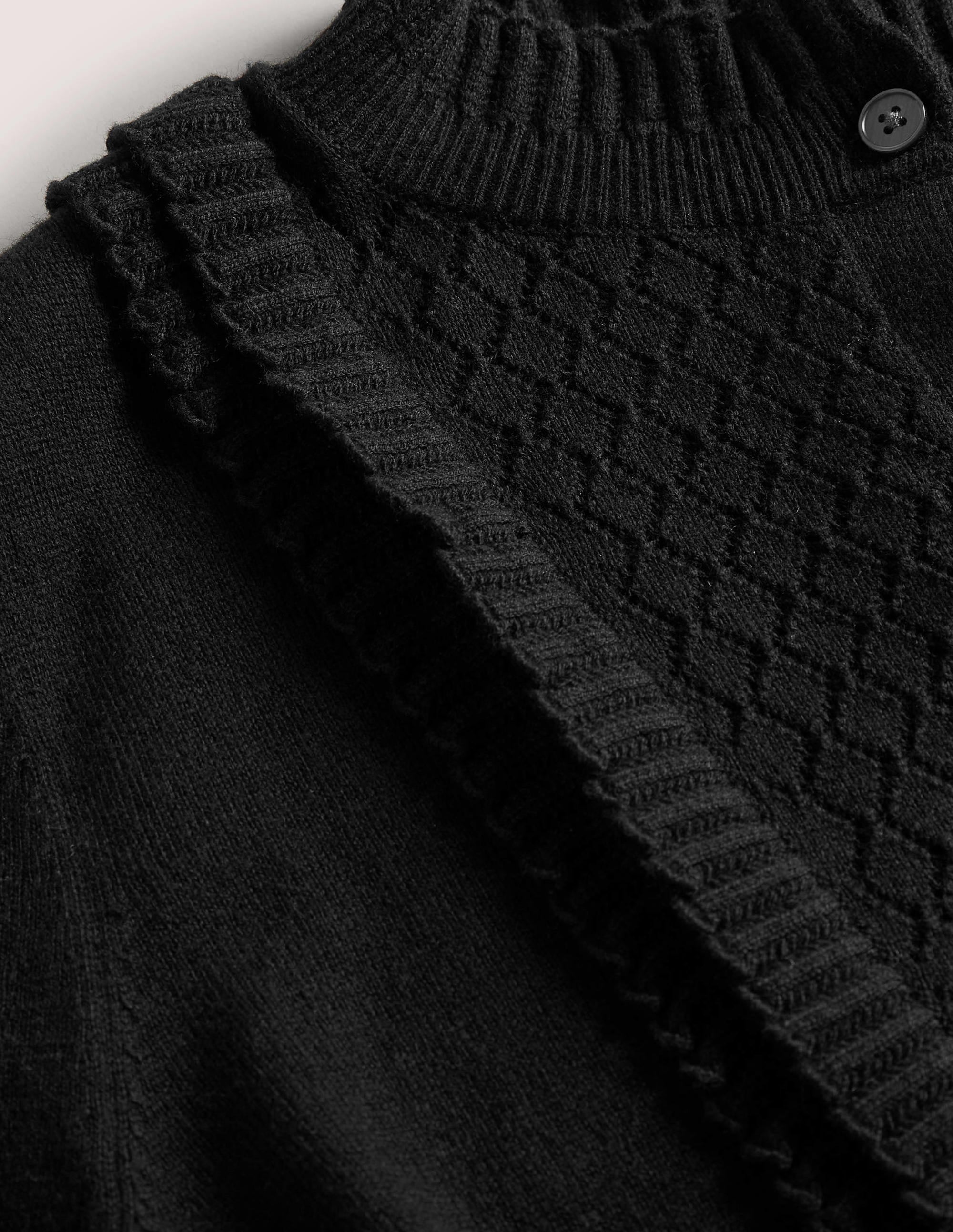 Gerüschter Pointelle-Cardigan-Schwarz - Image 9