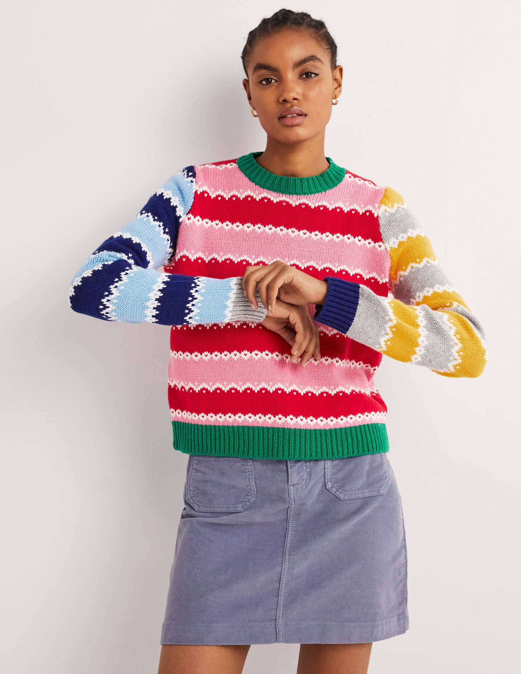 Chunky Christmas Jumper-Multi Stripe Hotchpotch - Image 1