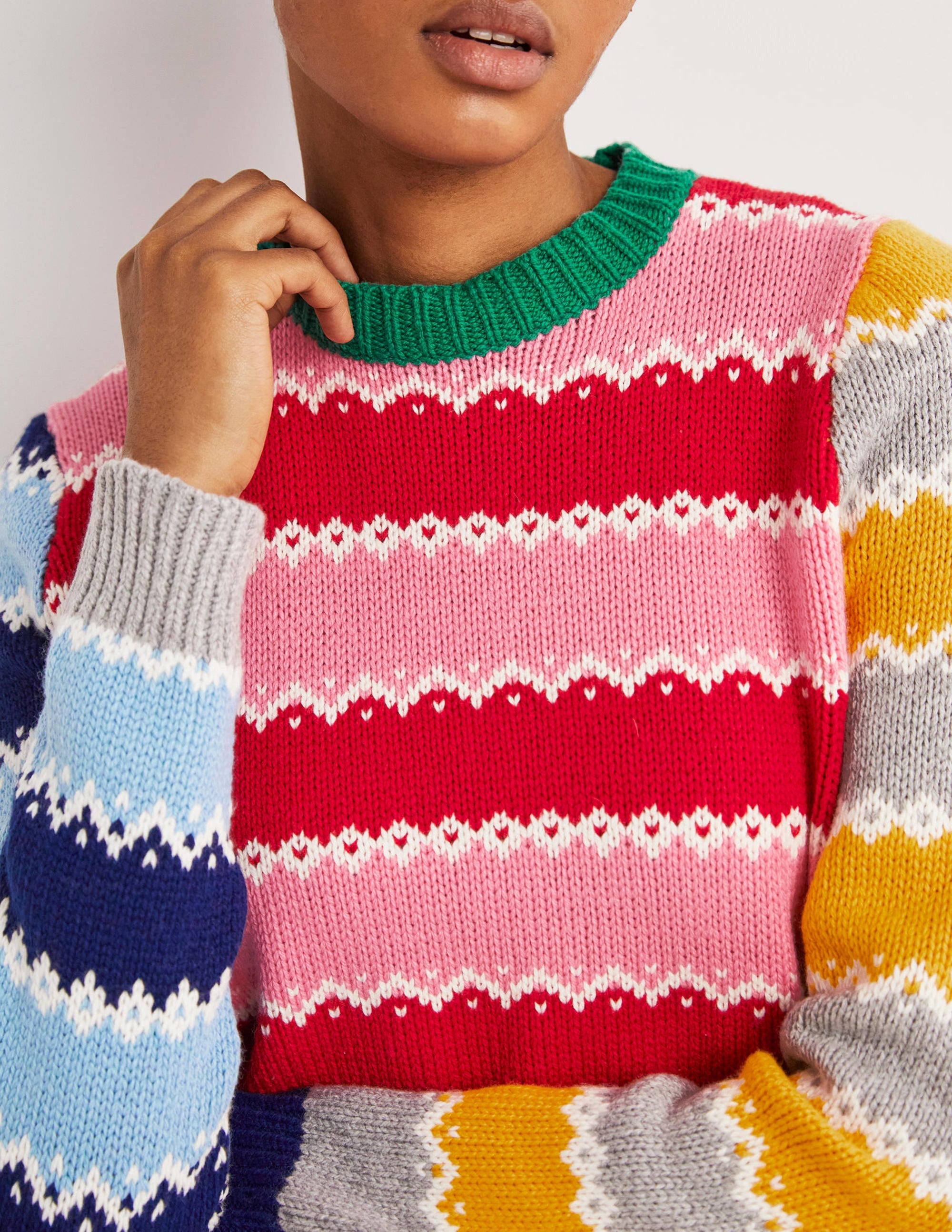 Chunky Christmas Jumper-Multi Stripe Hotchpotch - Image 2