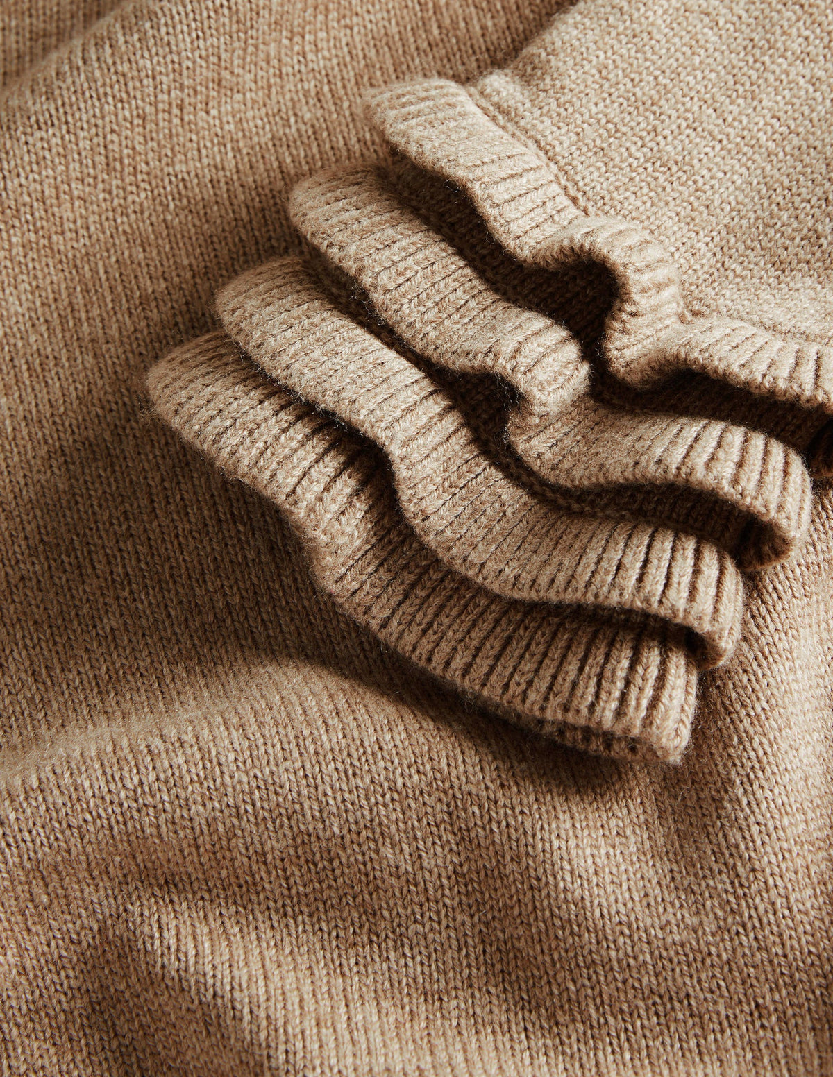 Pullover mit Rüschenlagen-Dunkles Nerzbraun Melange - Image 6
