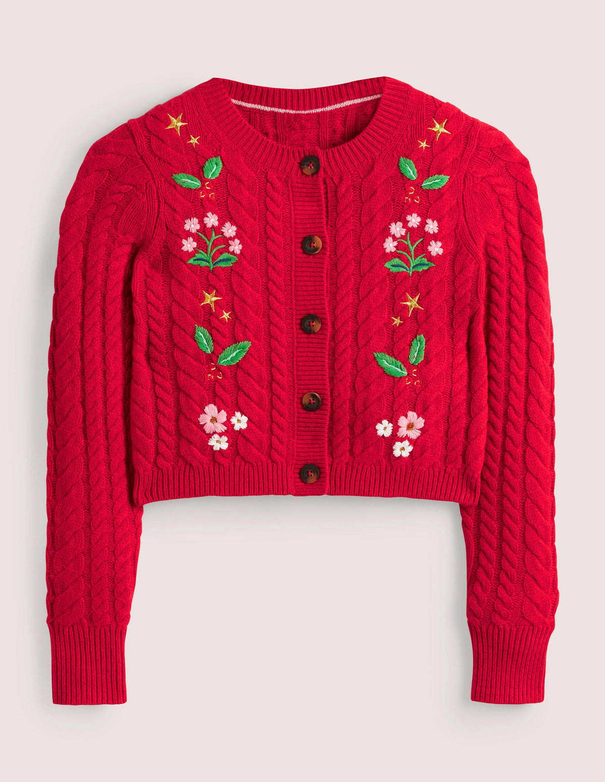 Kurz geschnittener Cardigan mit Stickerei-Rockabilly-Rot, Stickerei - Image 7