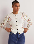 Gilet duveteux imprimé-Ivoire, motif Blossom Pomme