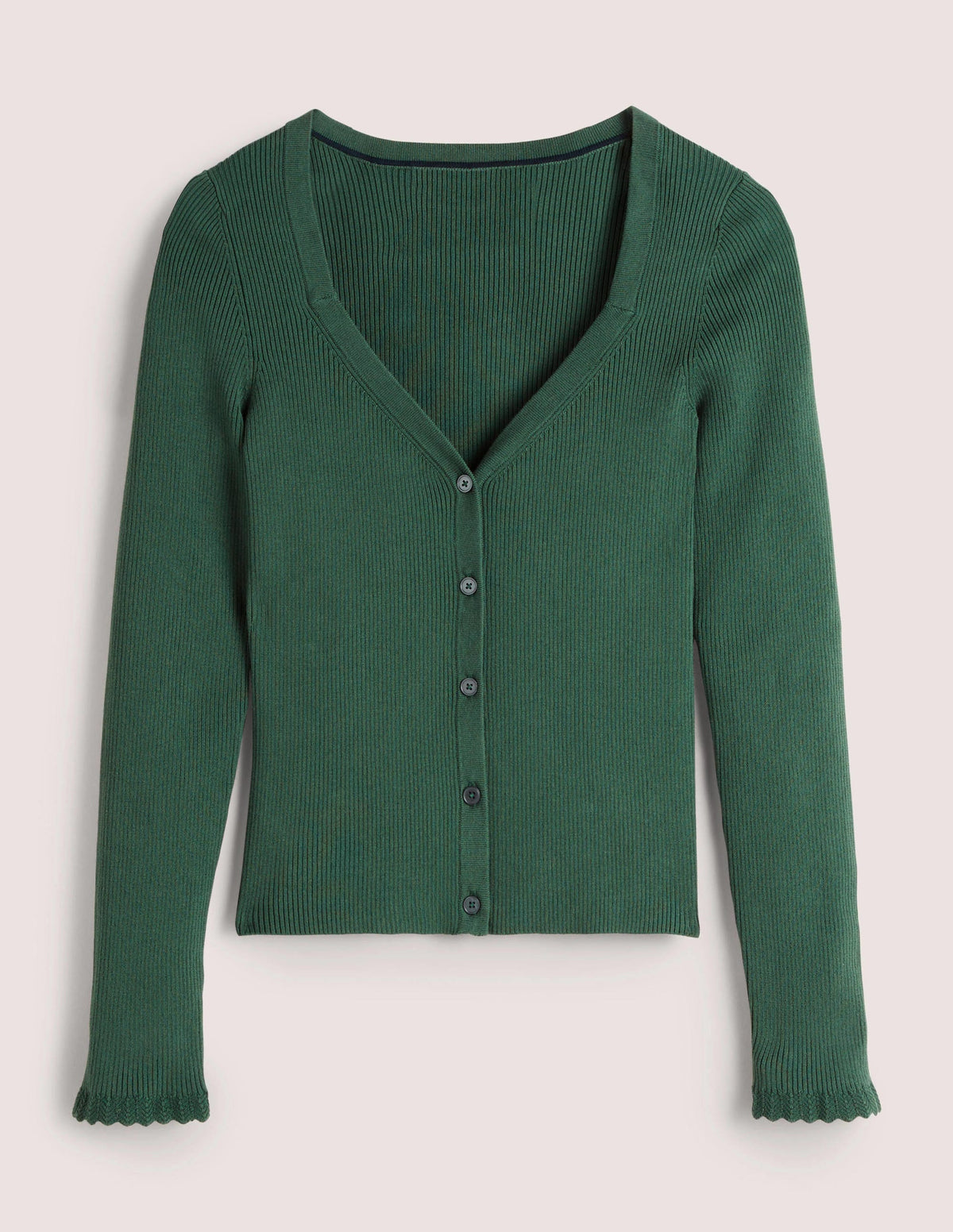 Gilet côtelé avec encolure en cœur-Vert trekking-6