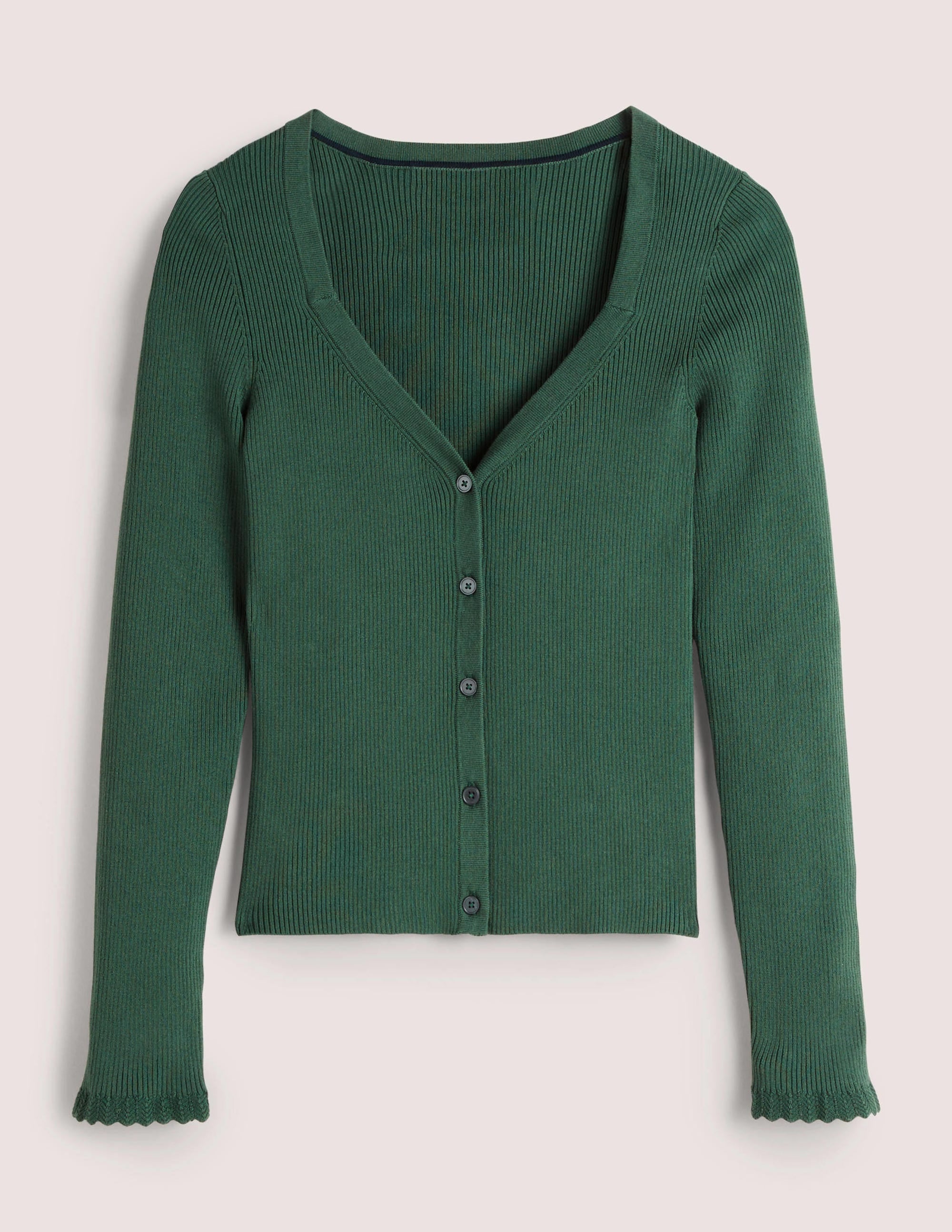 Gilet côtelé avec encolure en cœur-Vert trekking - Image 6
