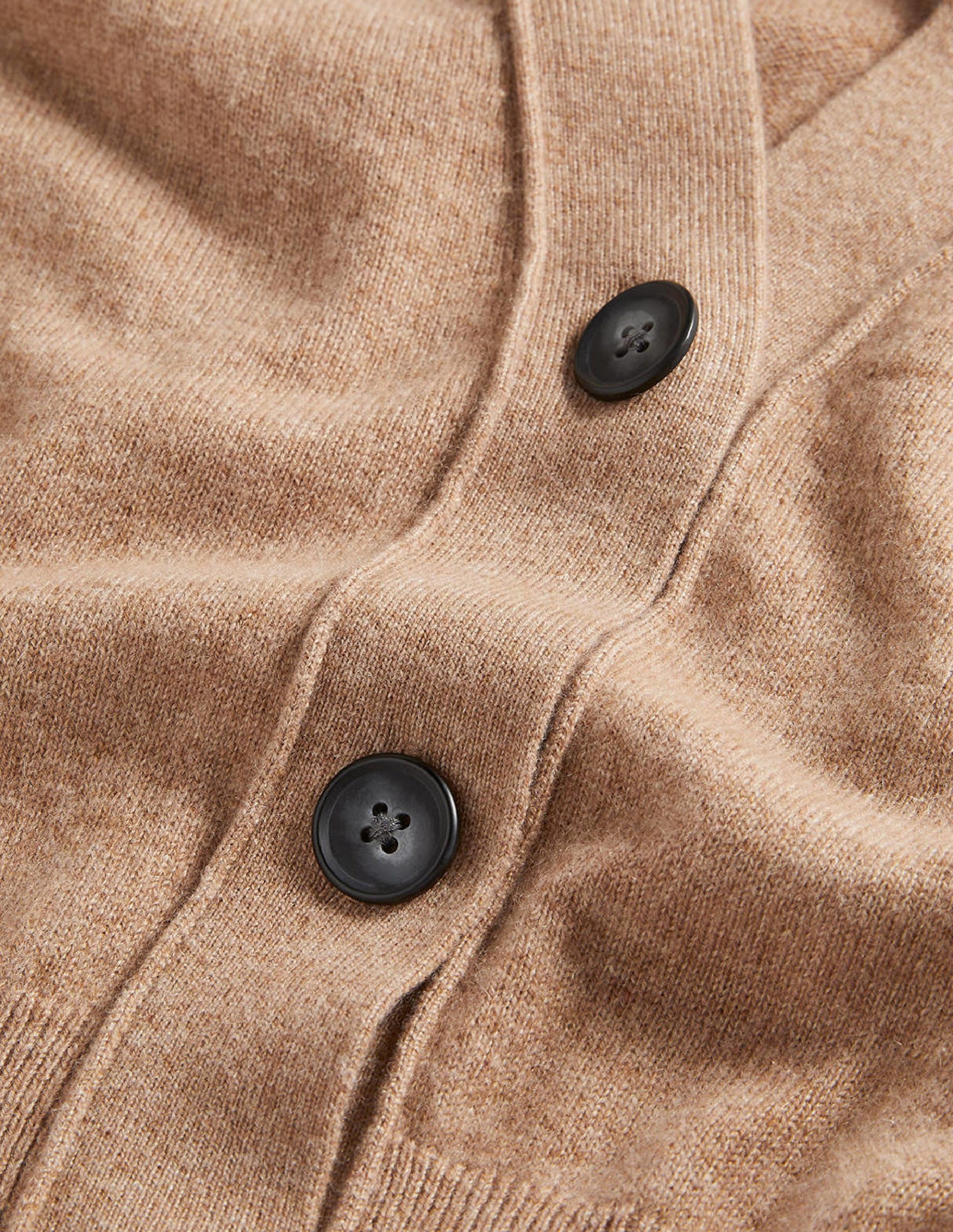 Kaschmircardigan mit V-Ausschnitt-Kamelbraun Melange-8
