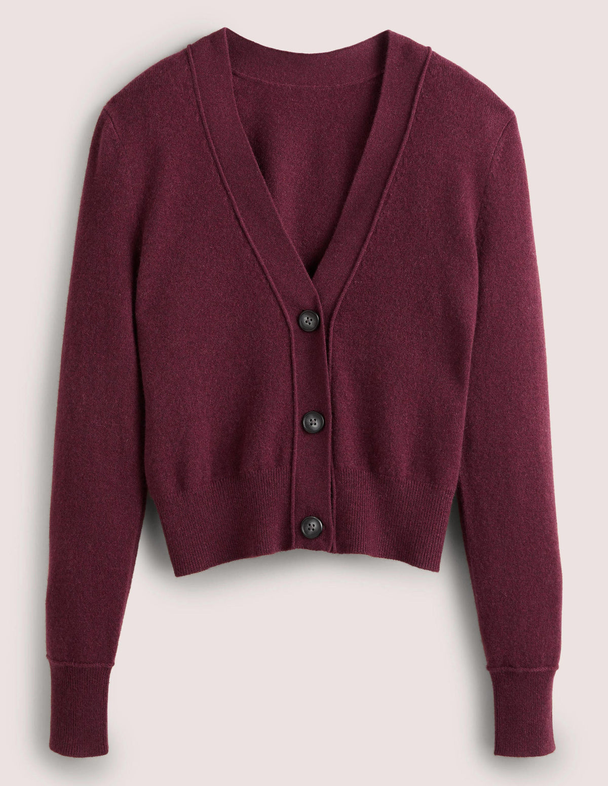 Kaschmircardigan mit V-Ausschnitt-Glühweinrot Melange-5