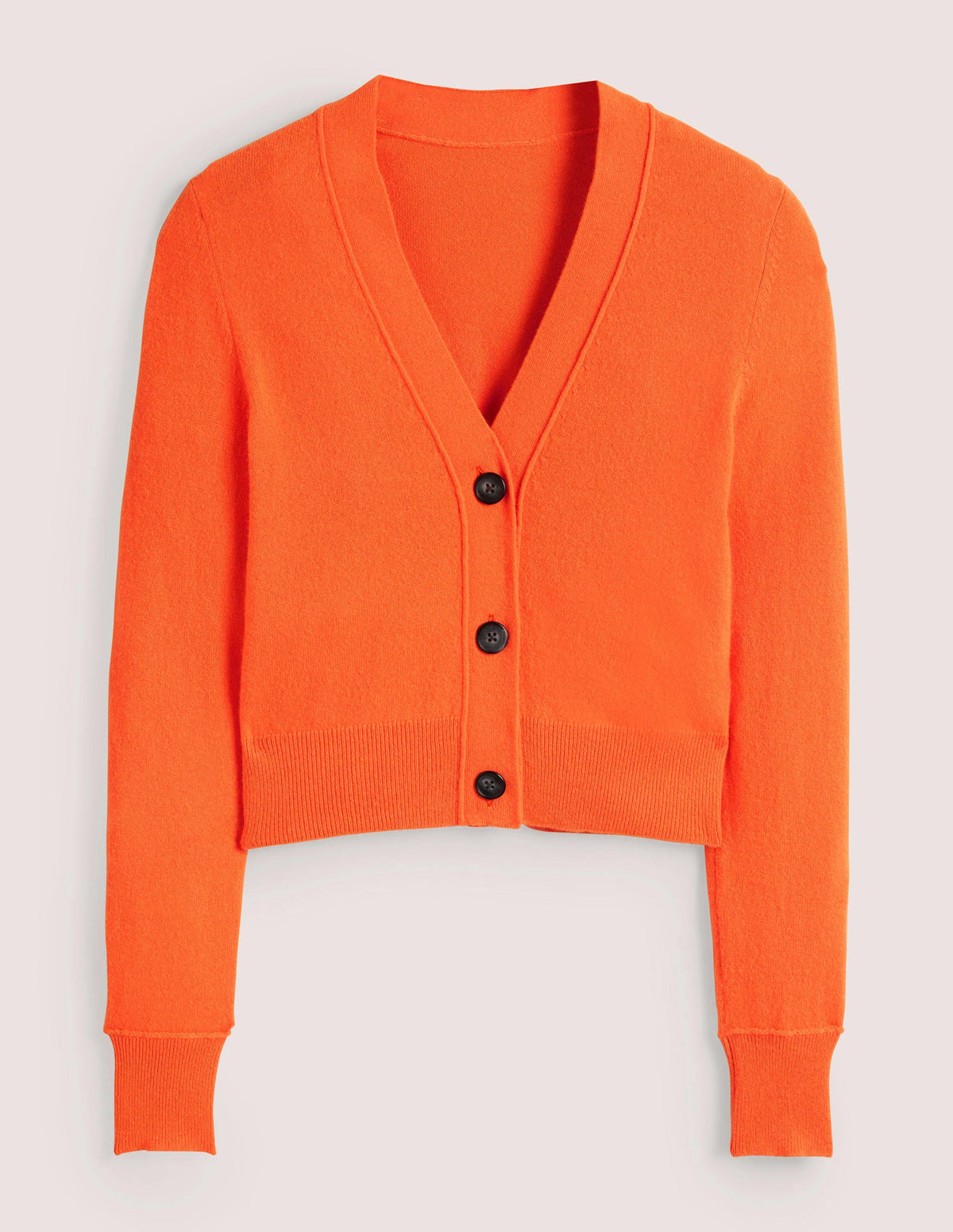 Gilet à col en V en cachemire-Orange fluo-7