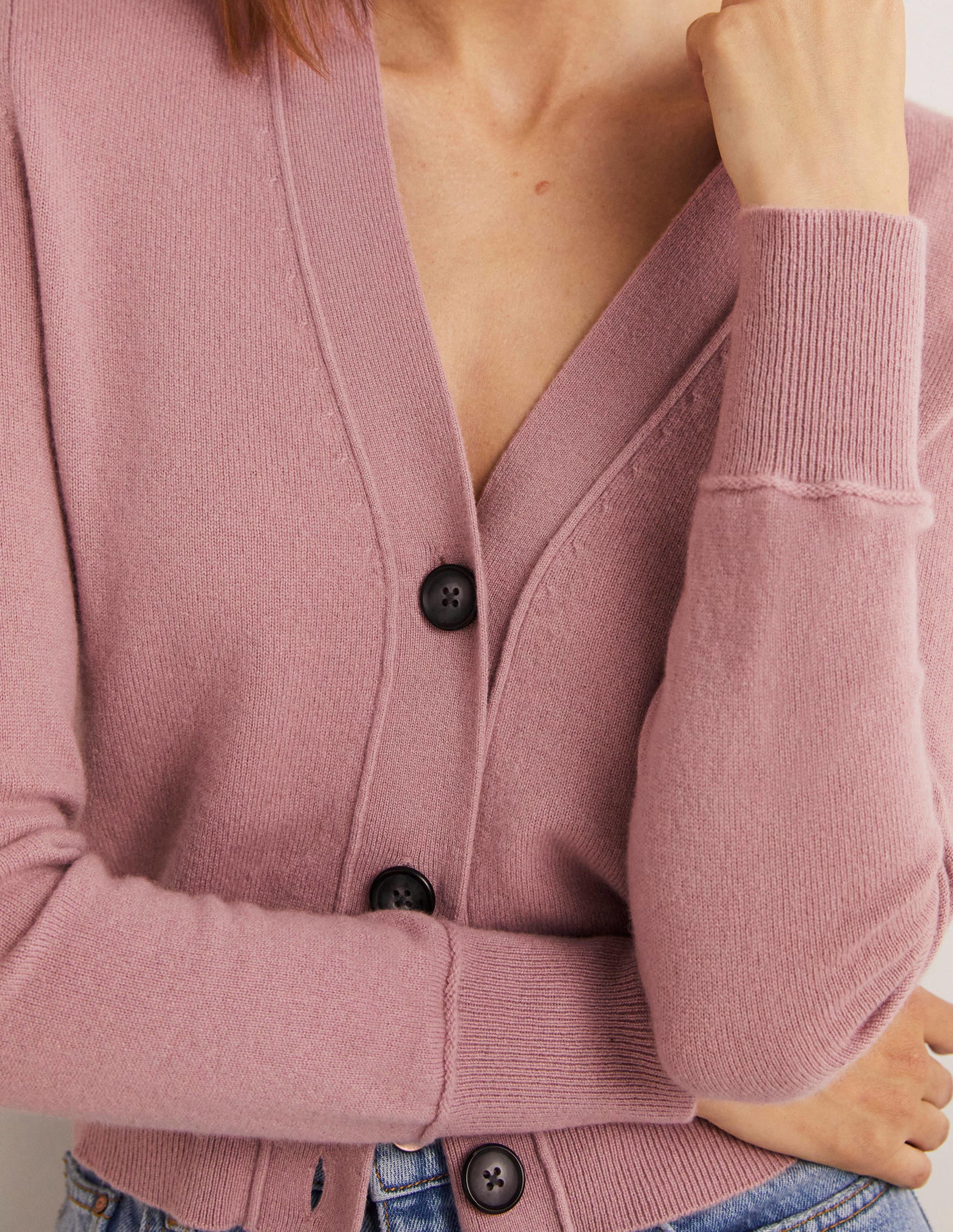Gilet à col en V en cachemire-Violet - Image 2