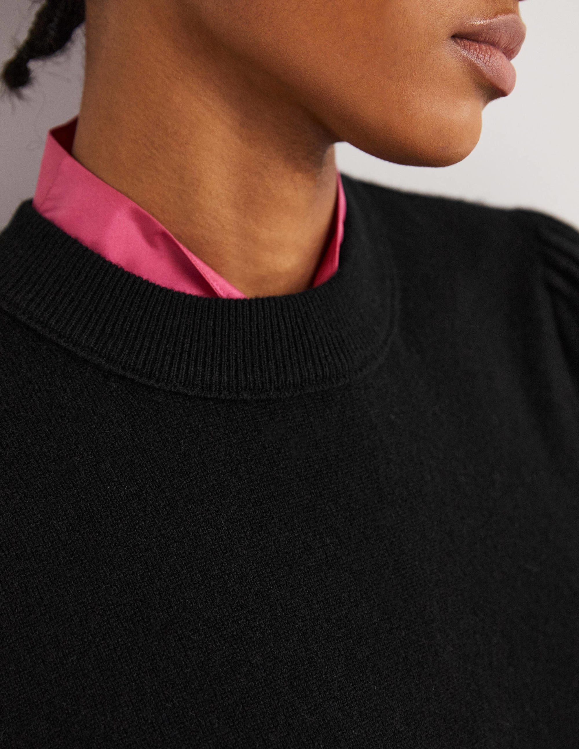 Kaschmirpullover mit Puffärmeln-Schwarz - Image 2