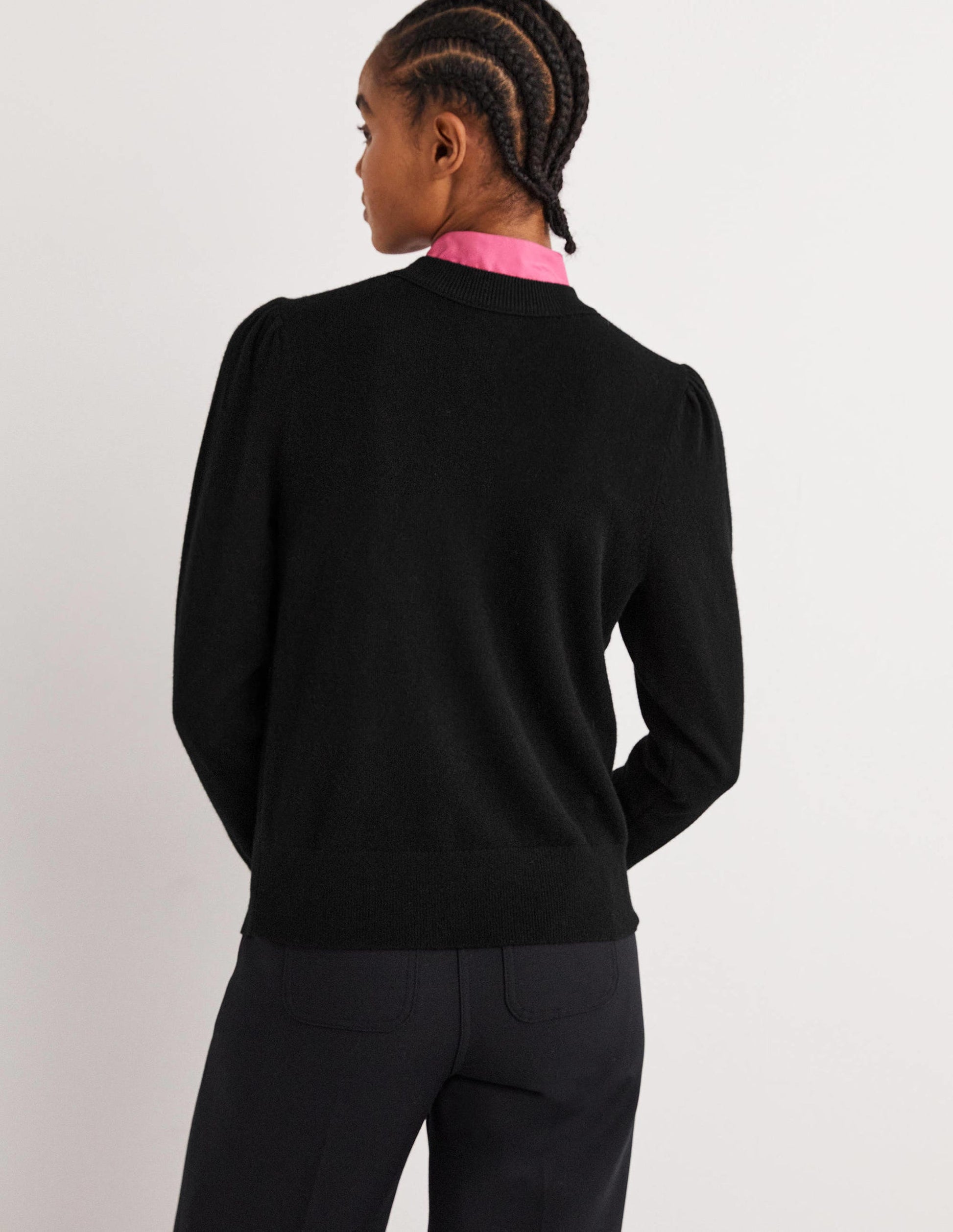 Kaschmirpullover mit Puffärmeln-Schwarz-3