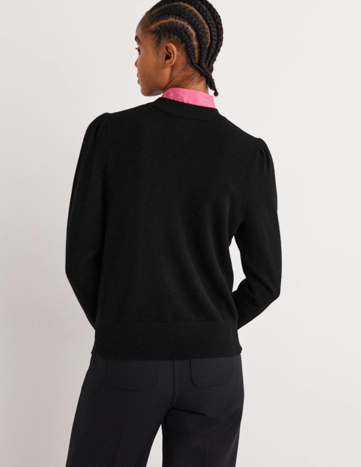 Kaschmirpullover mit Puffärmeln-Schwarz - Image 3
