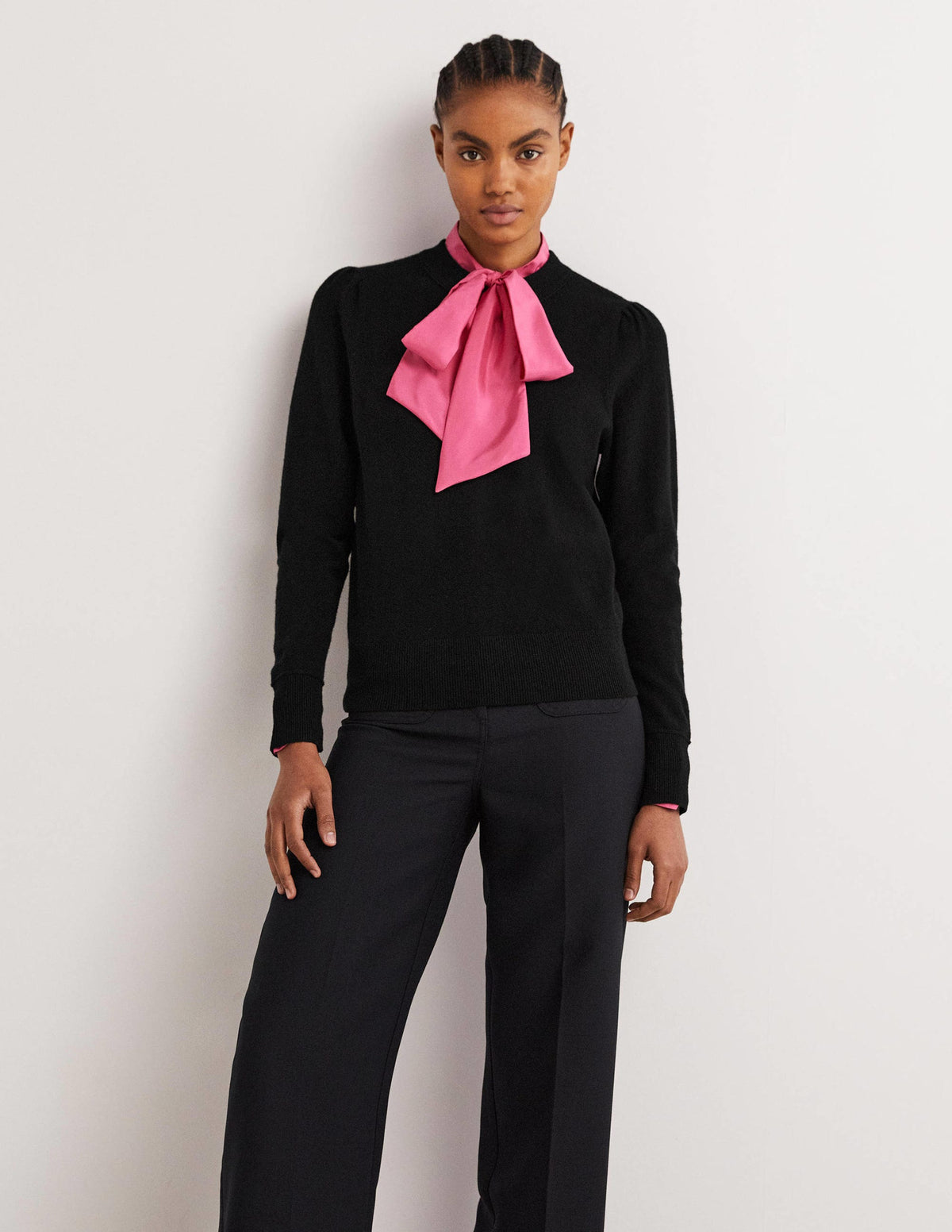 Kaschmirpullover mit Puffärmeln-Schwarz - Image 5