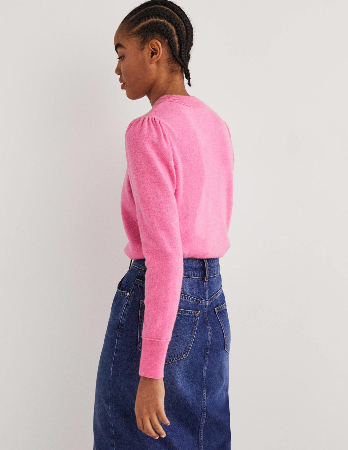 Kaschmirpullover mit Puffärmeln-Kirschblüte Meliert-3