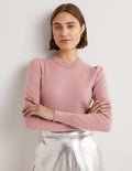 Kaschmirpullover mit Puffärmeln-Kühles Violett
