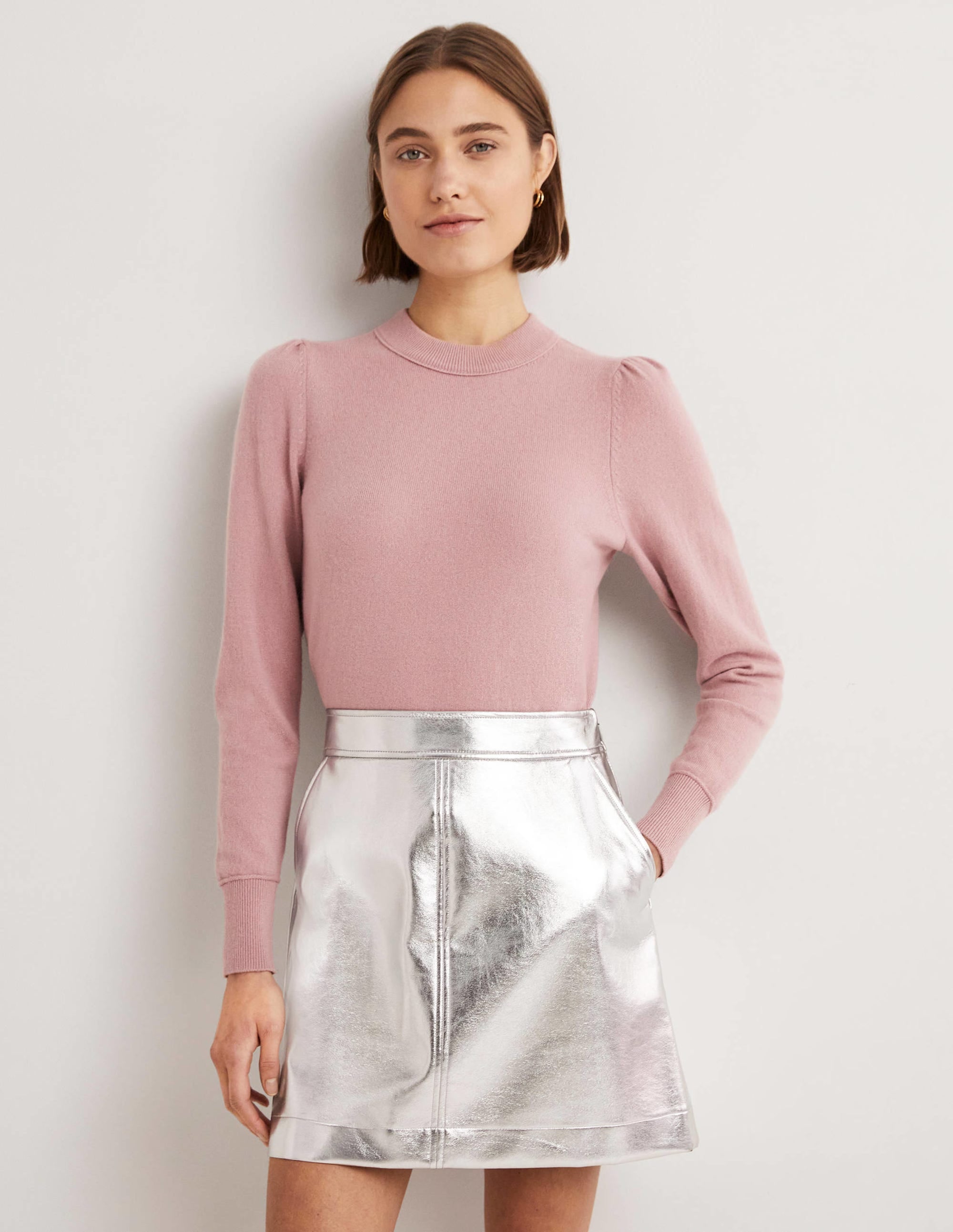 Kaschmirpullover mit Puffärmeln-Kühles Violett - Image 3