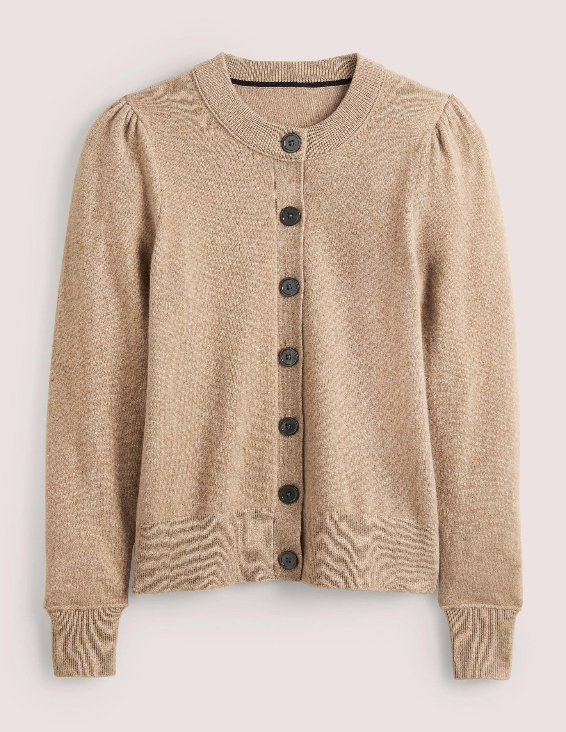 Kaschmircardigan mit Rundhalsausschnitt-Kamelbraun Melange-5
