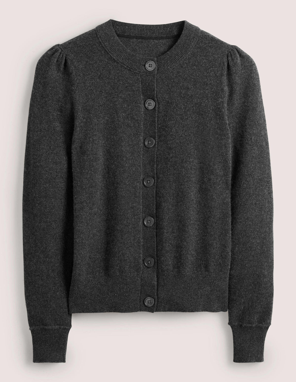 Kaschmircardigan mit Rundhalsausschnitt-Anthrazit Melange-5