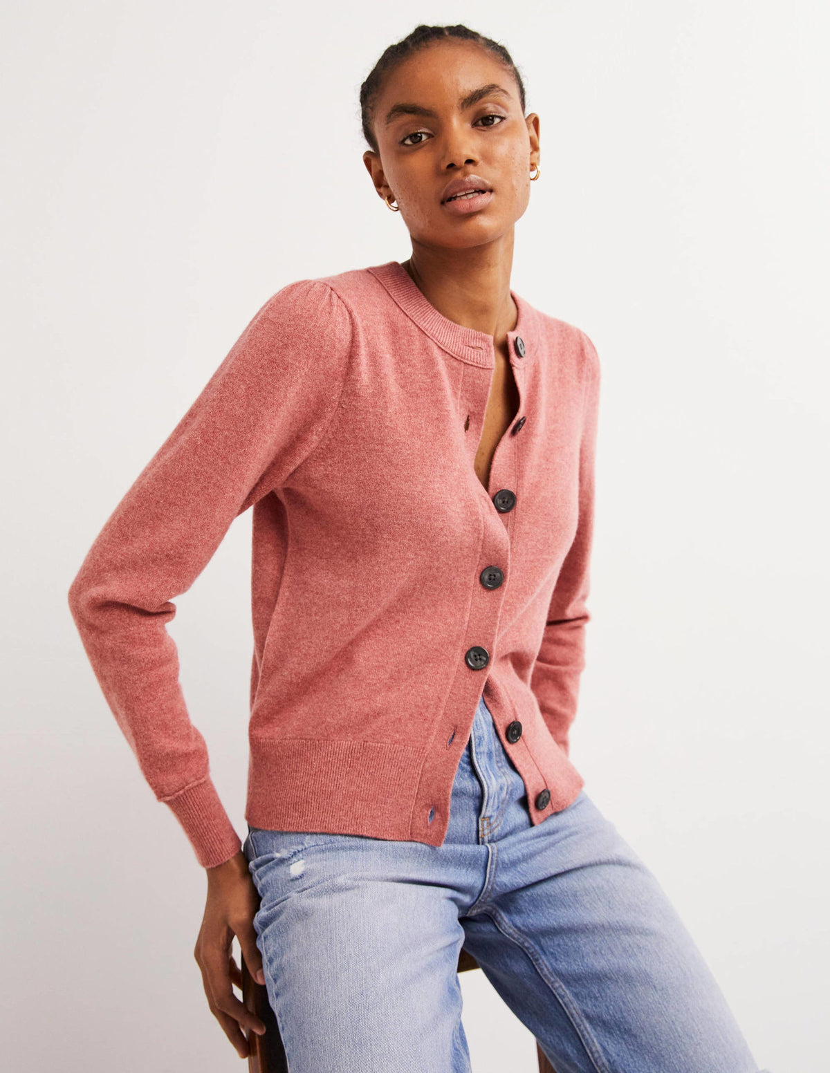 Cardigan en cachemire-Rouge ancien chiné-1