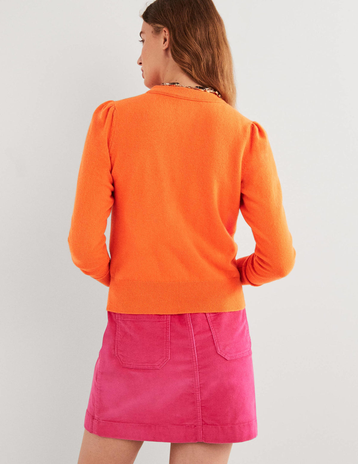 Cardigan en cachemire-Orange fluo-3