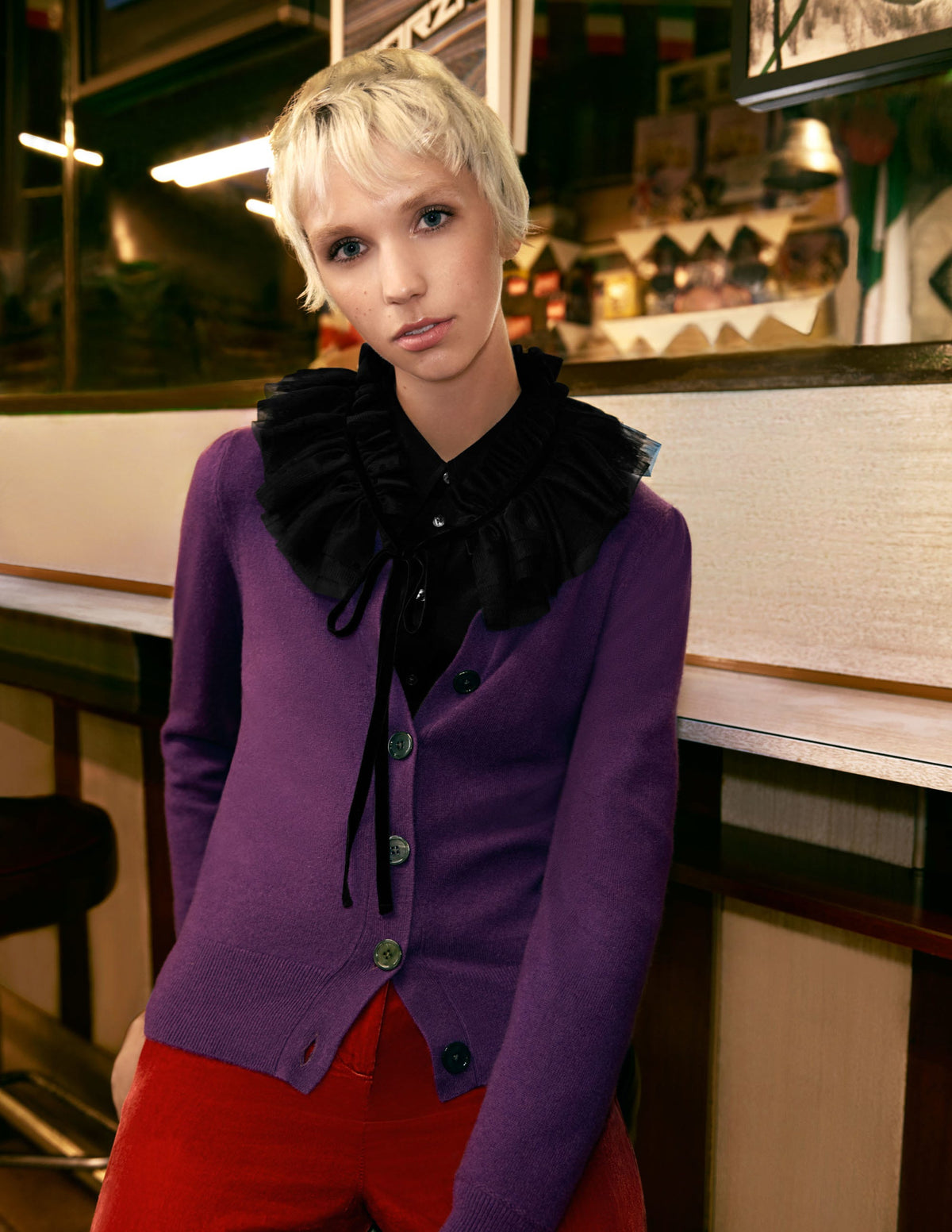 Cardigan en cachemire-Violet impérial-5