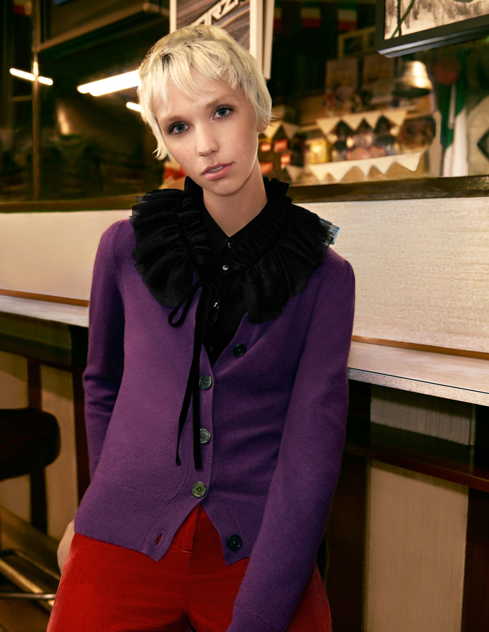 Cardigan en cachemire-Violet impérial - Image 5