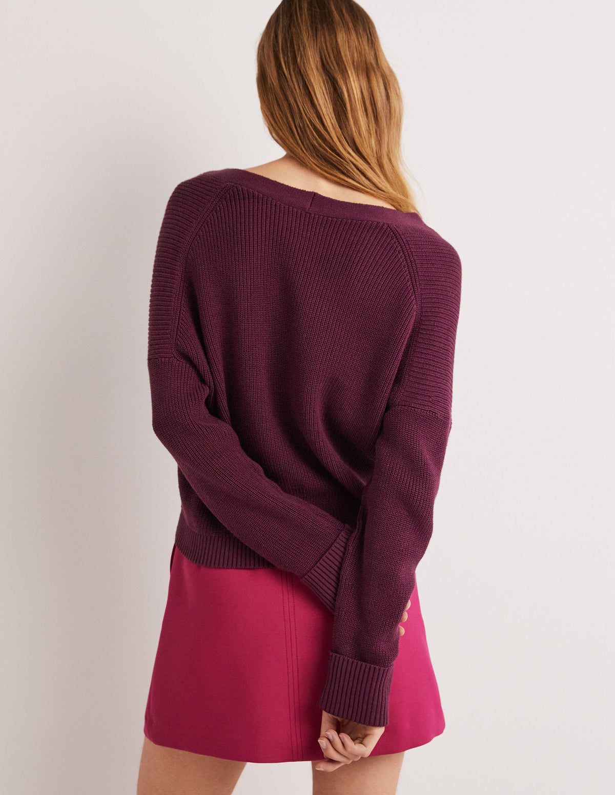Rippstrickcardigan mit Umschlagbündchen-Beere - Image 3
