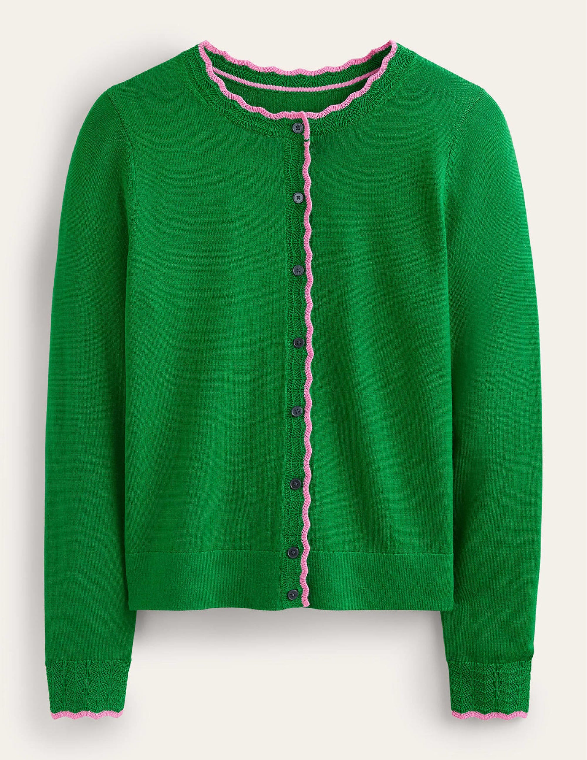 Merino-Strickjacke mit Muschelsaum-Wiesengrün - Image 6