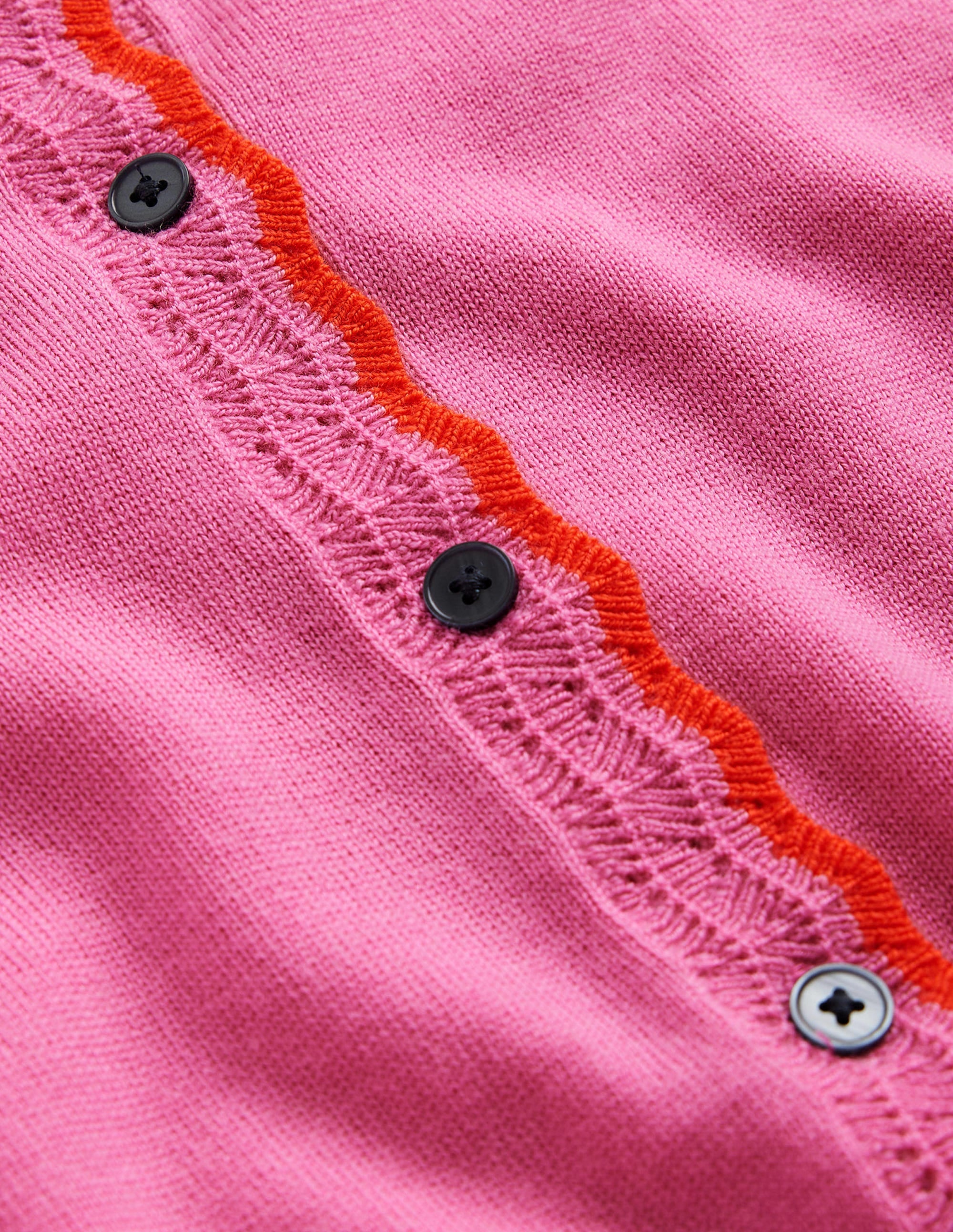 Merino-Strickjacke mit Muschelsaum-Mittleres Pink - Image 6