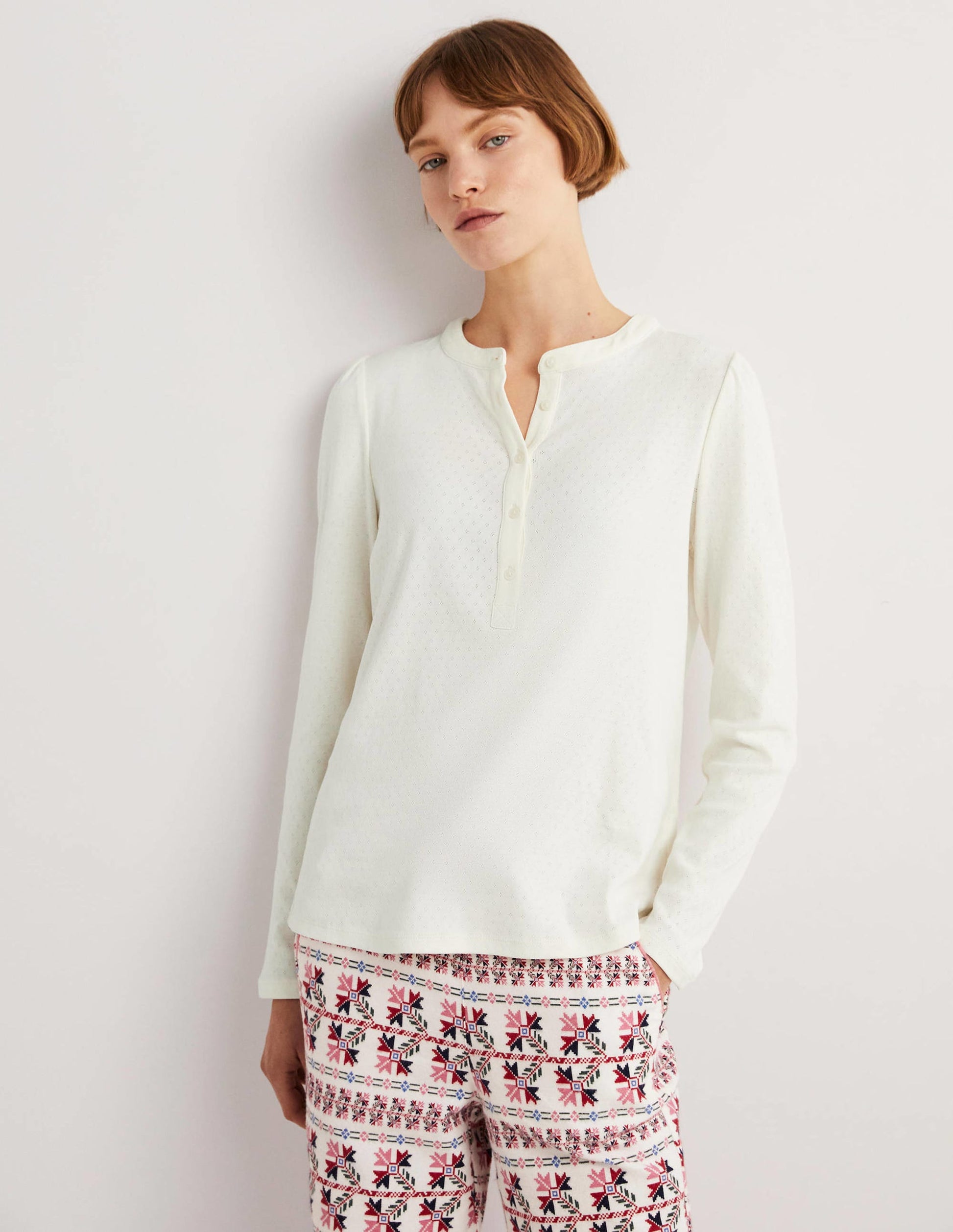 Jersey Puff Sleeve Henley-Ivory-3