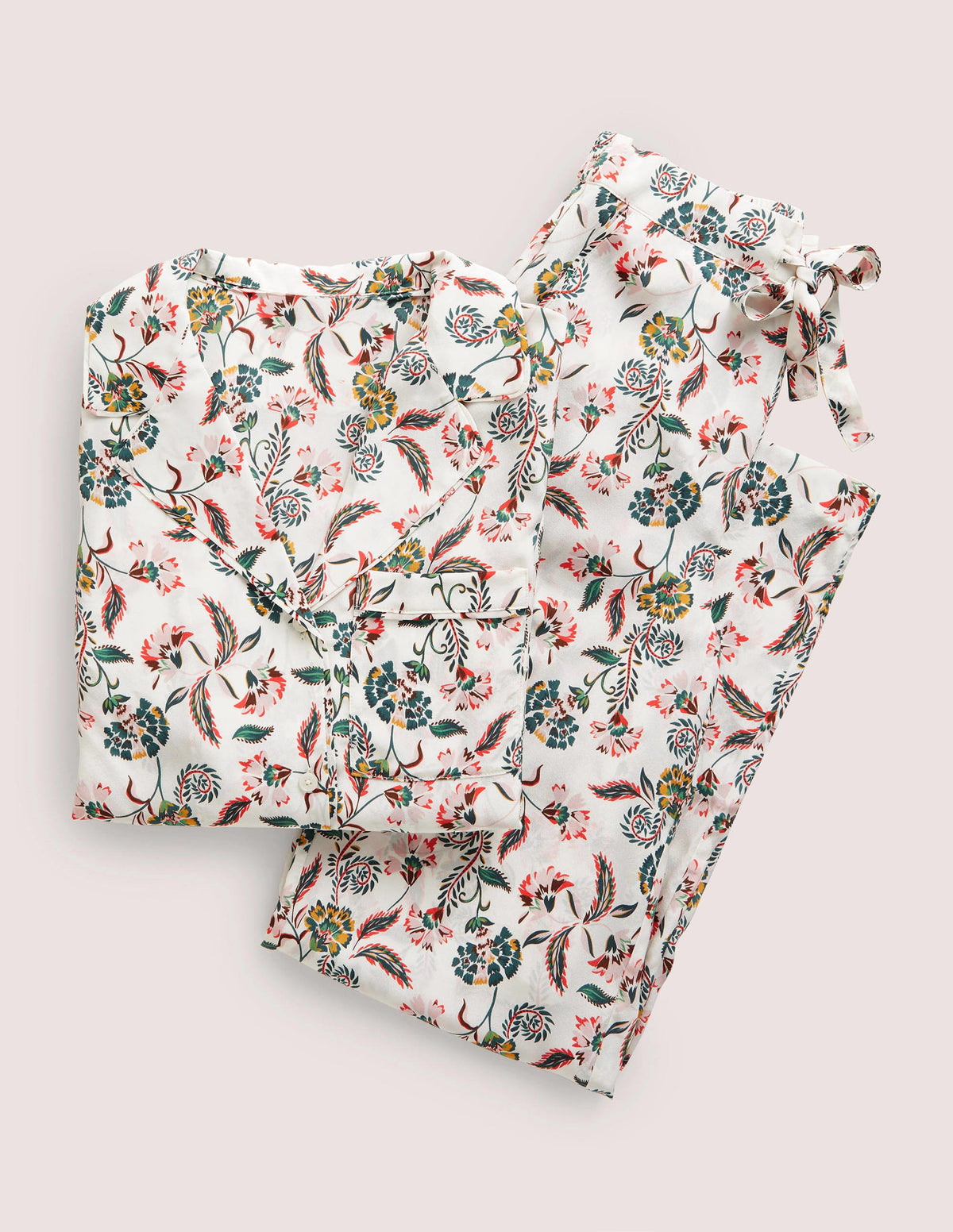 Silk Pyjama Set-Ivory, Blossom Pome-6