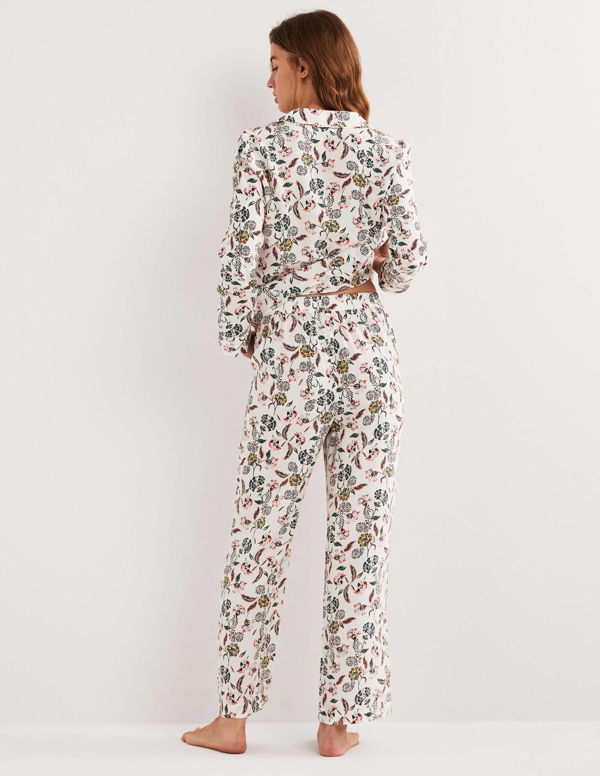 Silk Pyjama Set-Ivory, Blossom Pome - Image 4