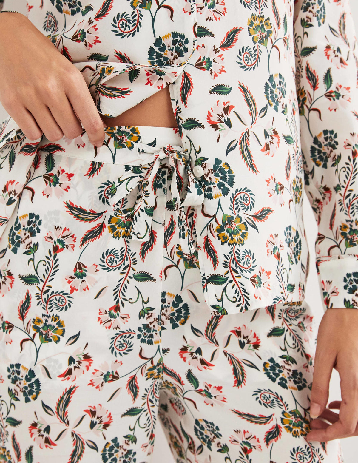 Silk Pyjama Set-Ivory, Blossom Pome-5