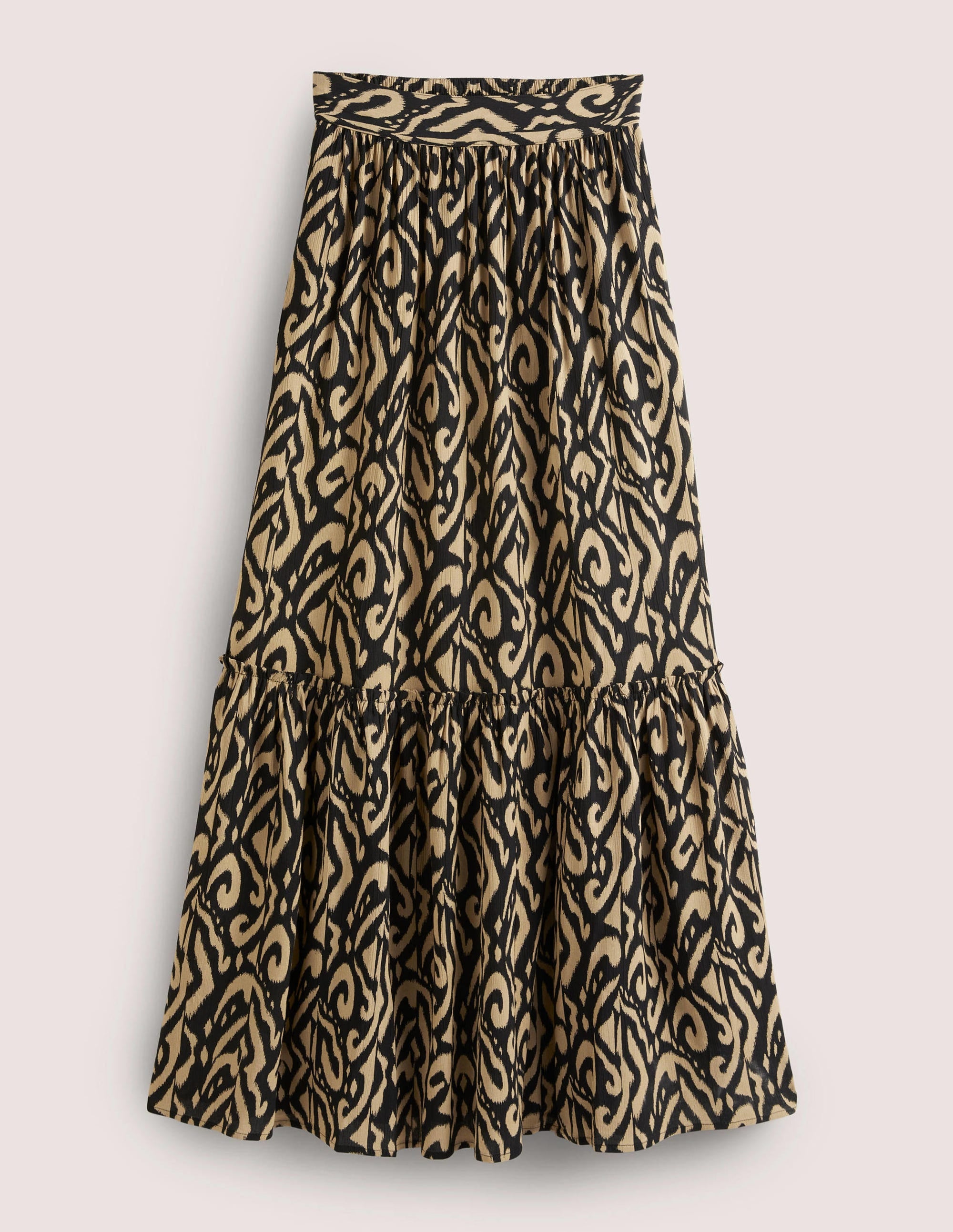 Grace Crinkle-Maxirock-Schwarz, Ikat-Muster - Image 3