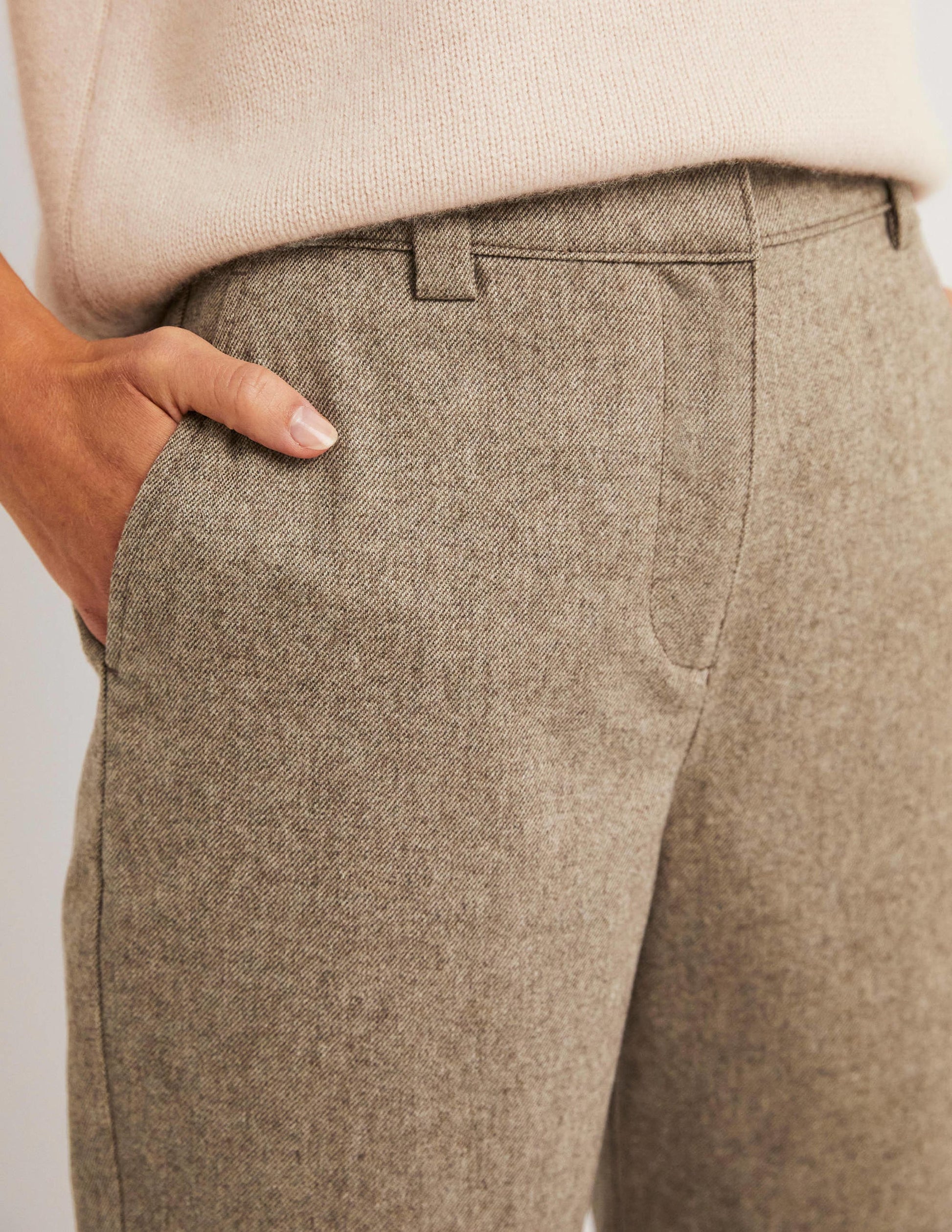 Barrel-Hose aus Flanell-Hellbeige Meliert-2