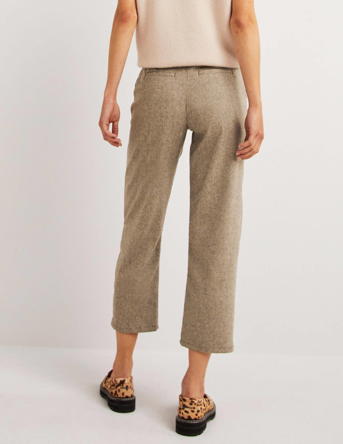 Barrel-Hose aus Flanell-Hellbeige Meliert-3