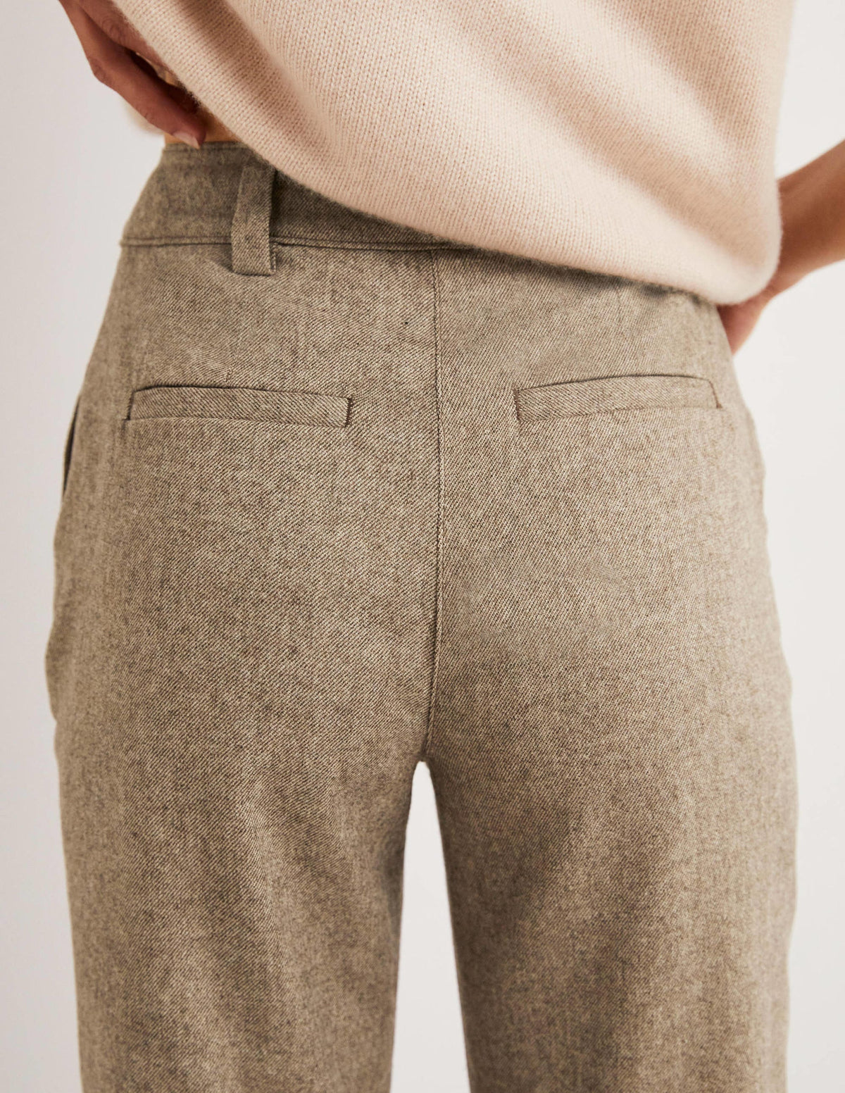 Barrel-Hose aus Flanell-Hellbeige Meliert-4