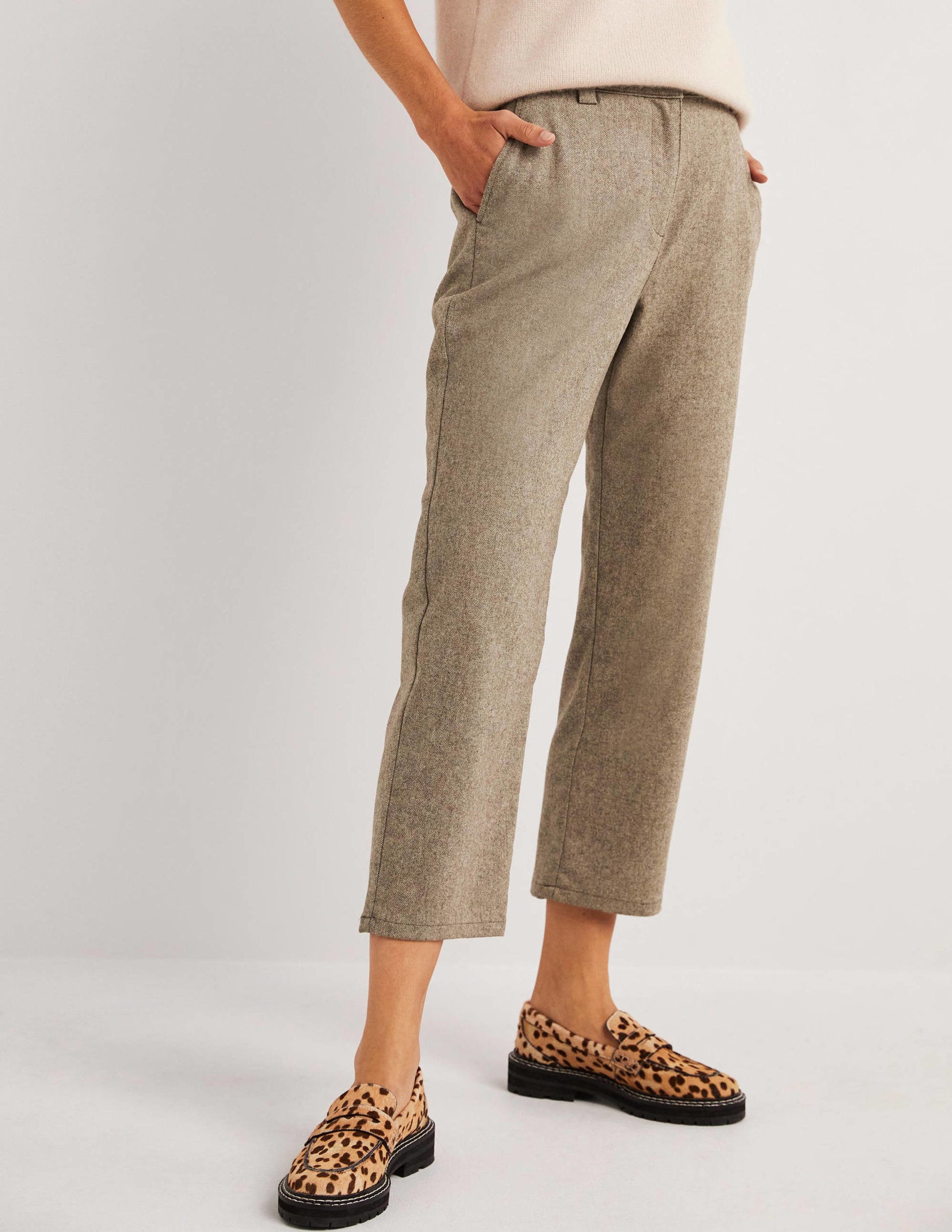 Barrel-Hose aus Flanell-Hellbeige Meliert-5
