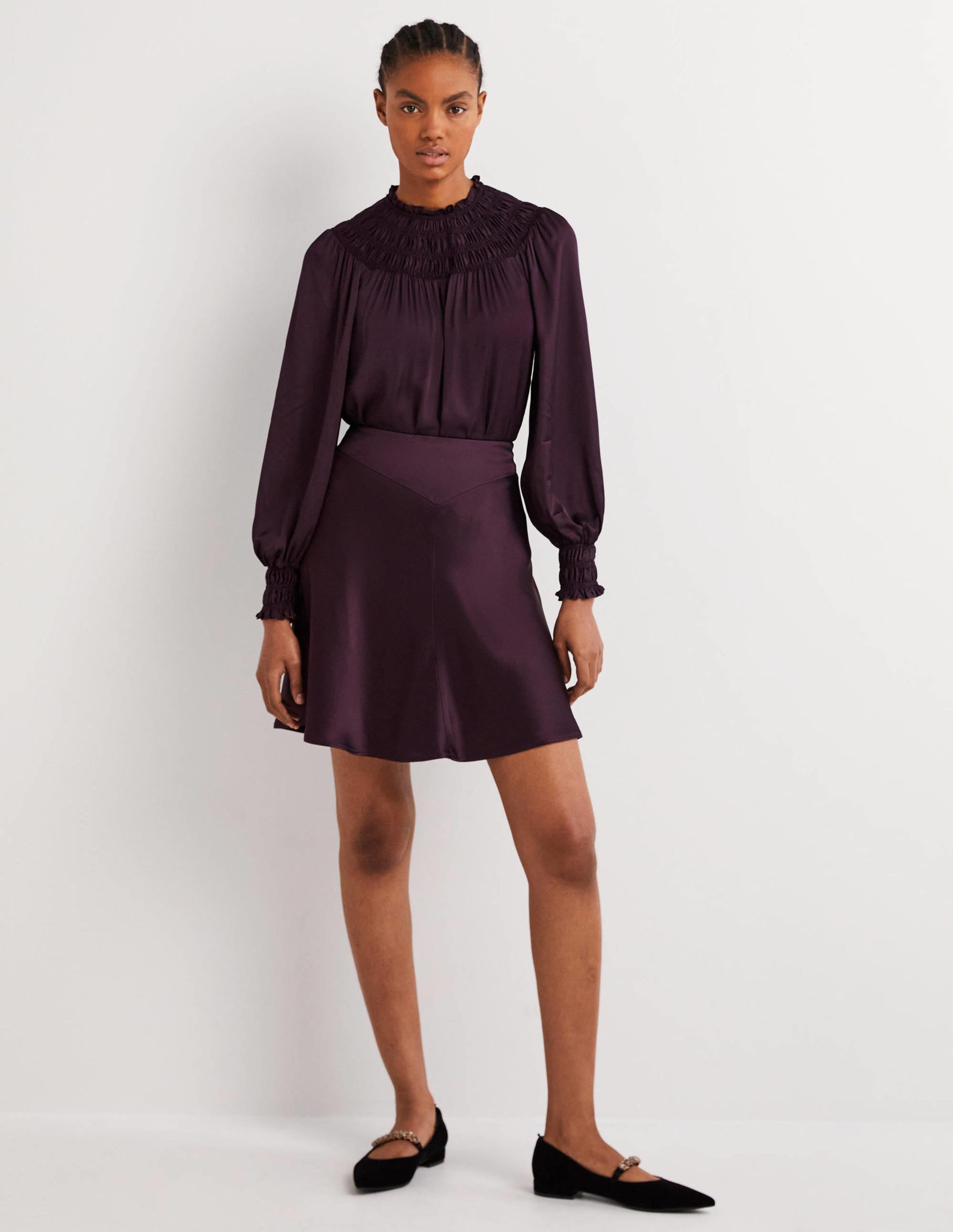 Purple Satin Bias-cut Mini Skirt-Figue - Image 1